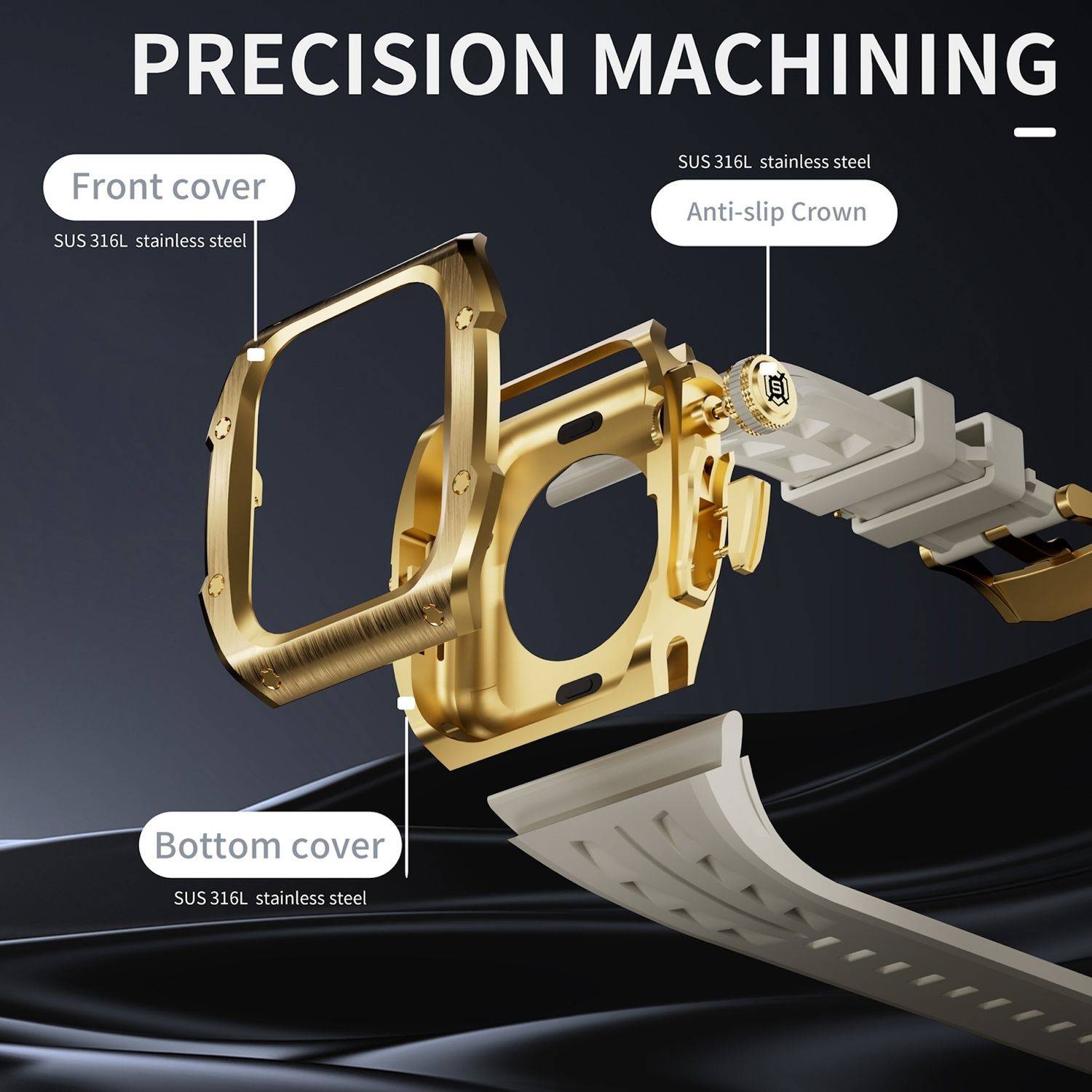 Für Apple Watch Series 10 46mm Hochwertiges Silikon Arm Band mit Metall Gehäuse