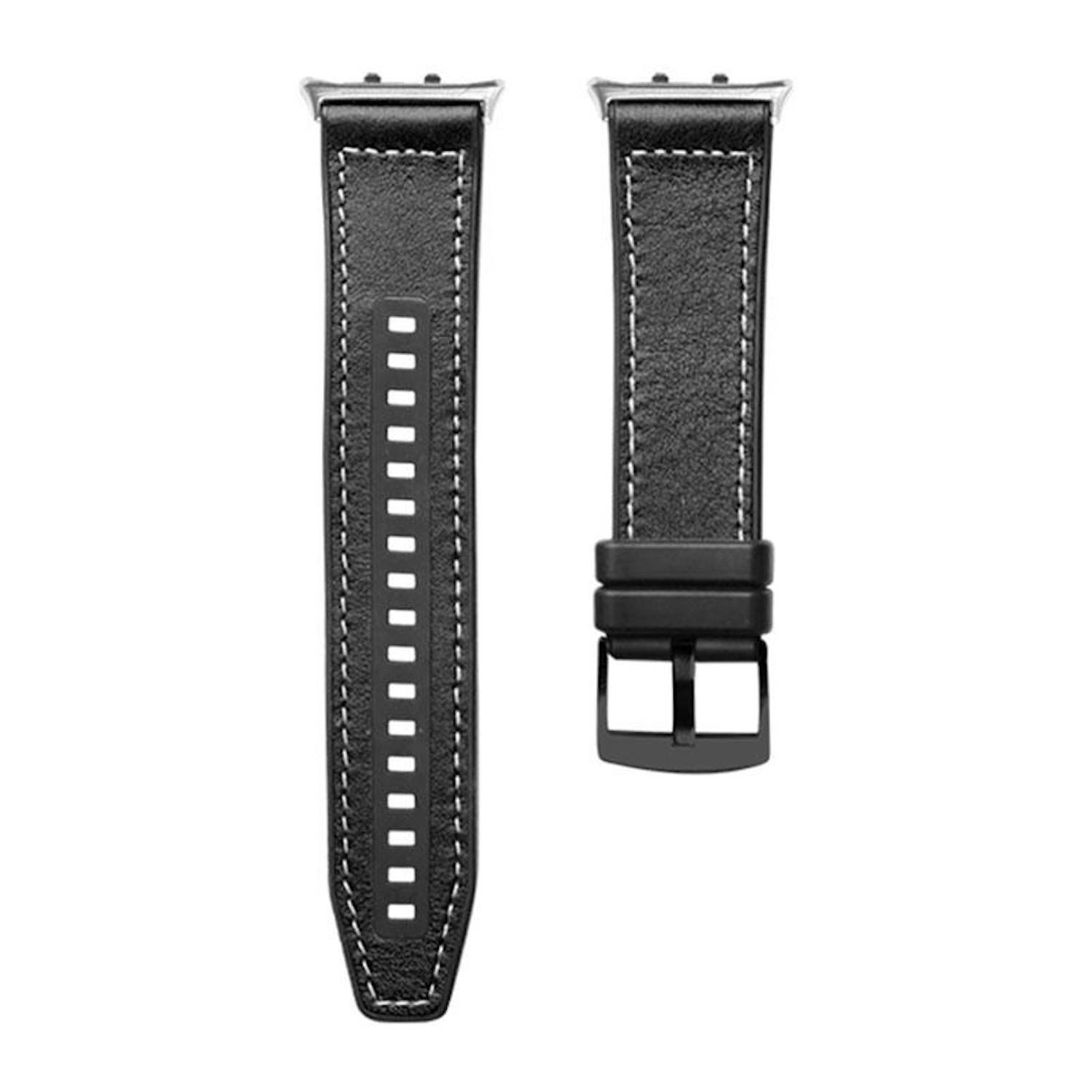 Für Honor Watch 5 Hochwertiges Premium Leder Hybrid Silikon Ersatz Arm Band Schwarz