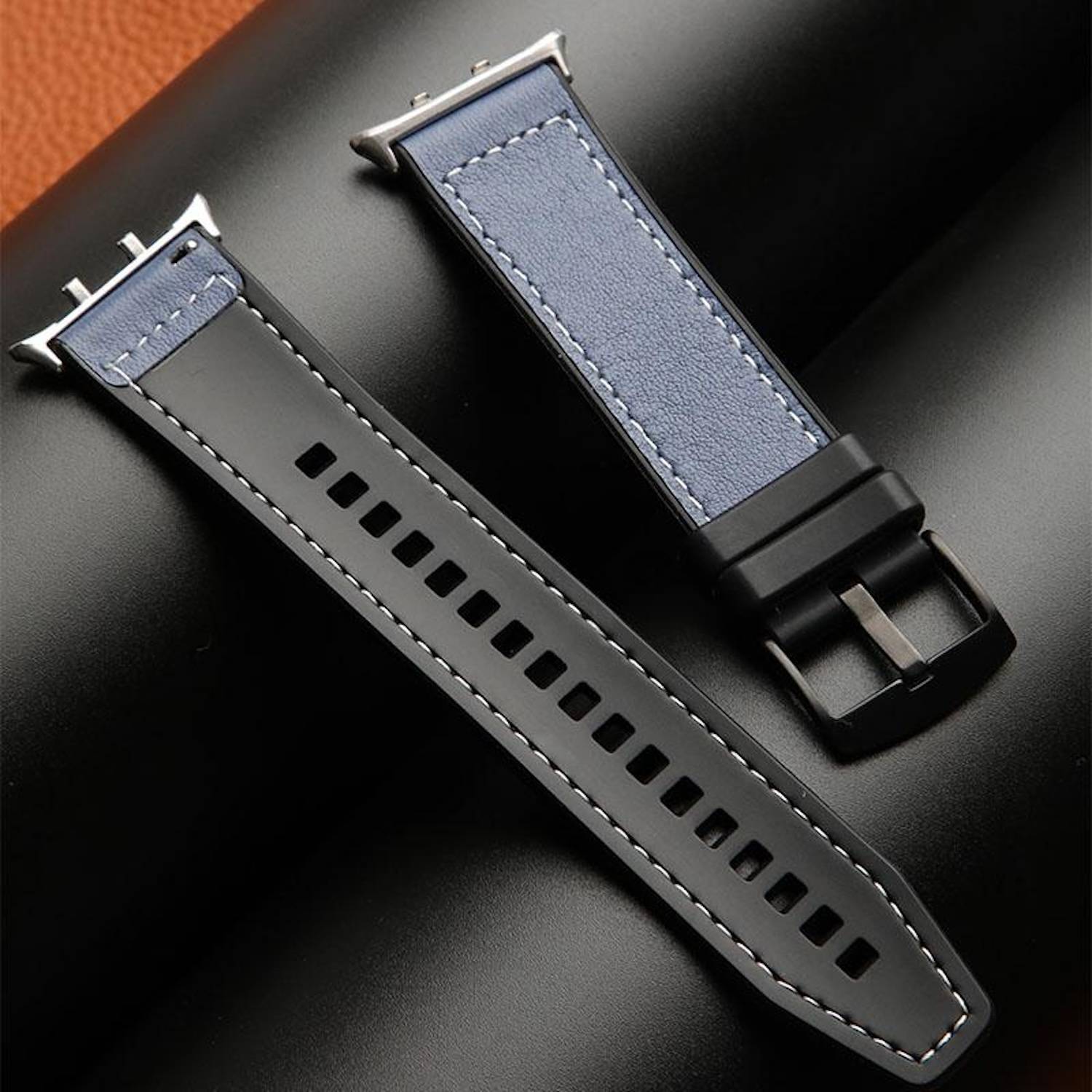 Smartwatch Armband für Honor Watch 5 Premium Leder Hybrid Silikon Ersatz Grau