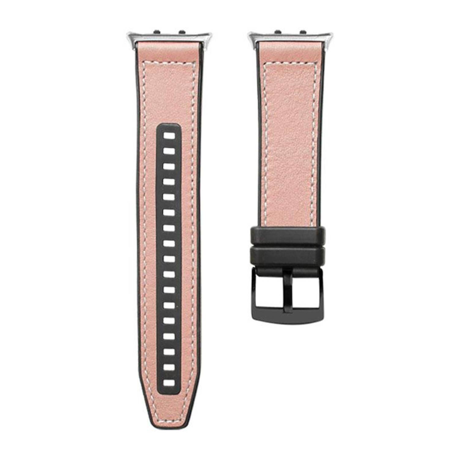 Für Honor Watch 5 Hochwertiges Premium Leder Hybrid Silikon Ersatz Arm Band Rosa
