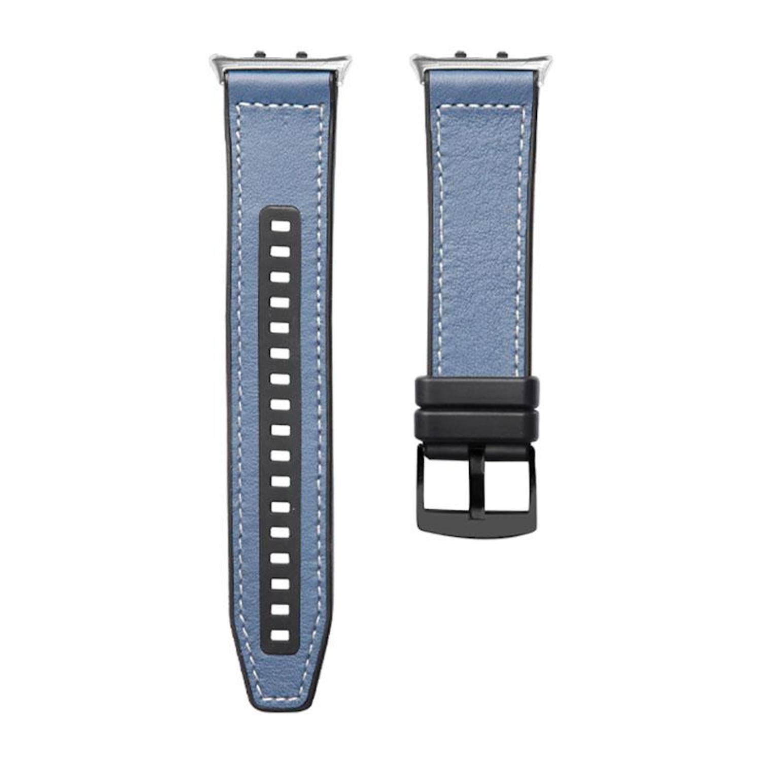 Für Honor Watch 5 Hochwertiges Premium Leder Hybrid Silikon Ersatz Arm Band Blau