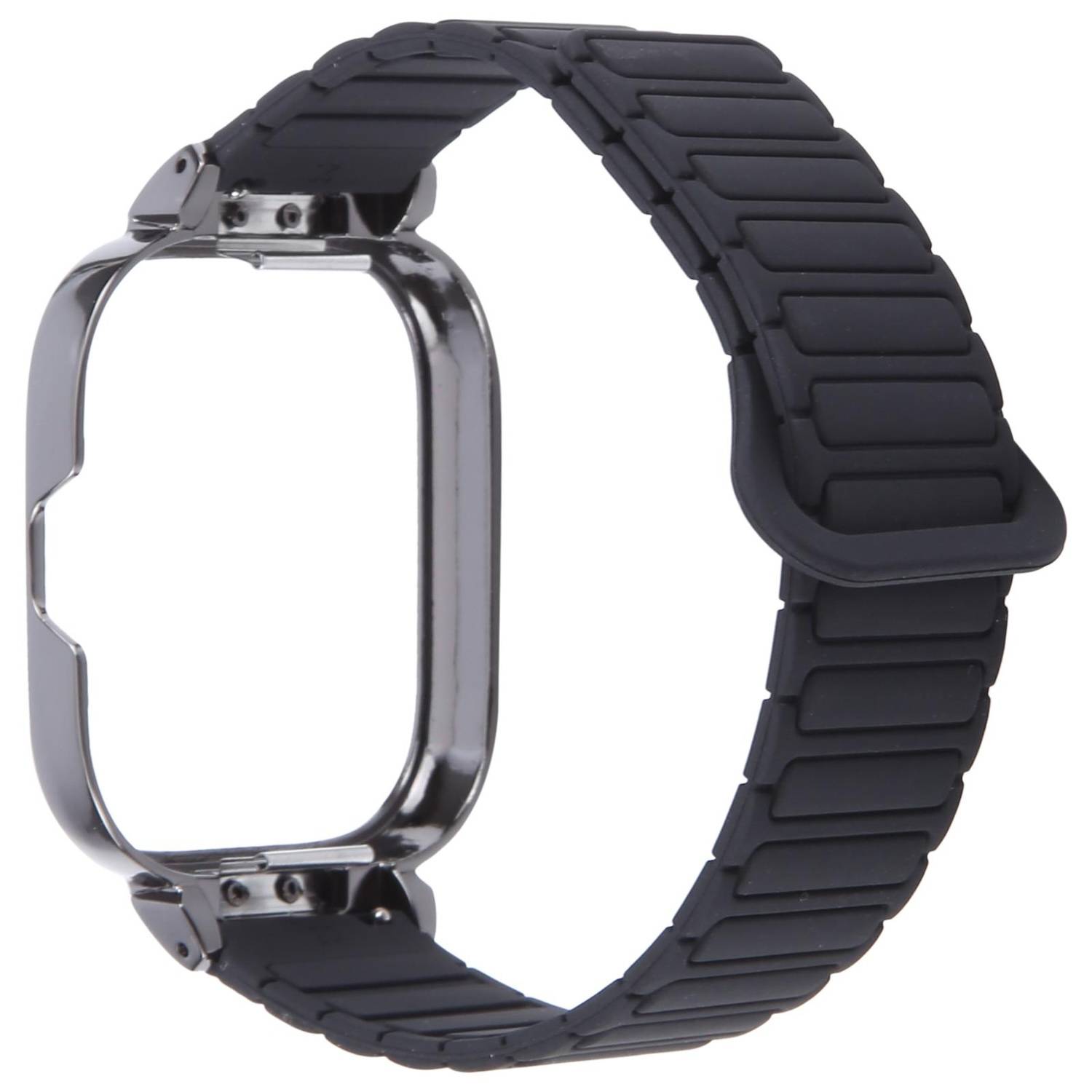 Für Xiaomi Redmi Watch 5 / Watch 4 Silikon Armband mit Metall Gehäuse Schwarz