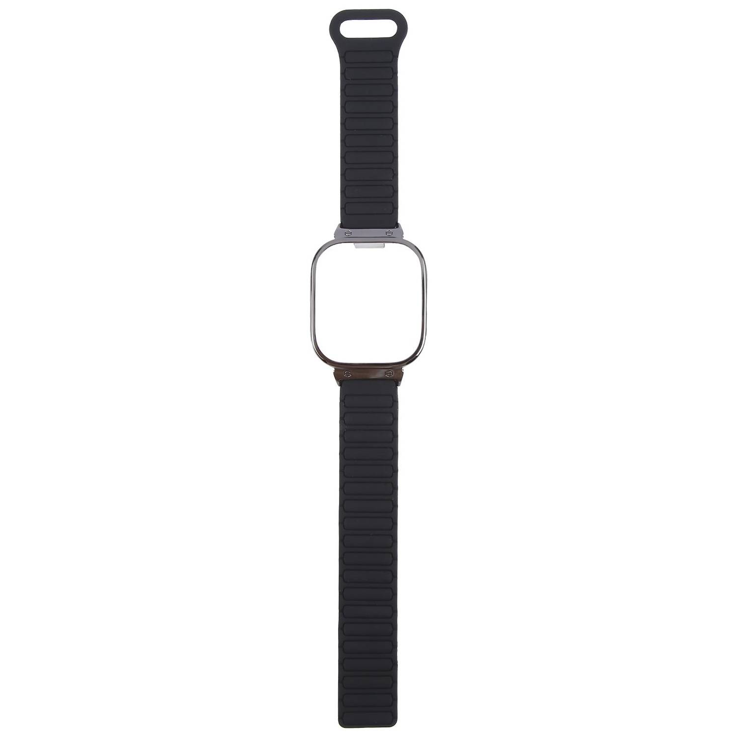 Für Xiaomi Redmi Watch 5 / Watch 4 Silikon Armband mit Metall Gehäuse Schwarz
