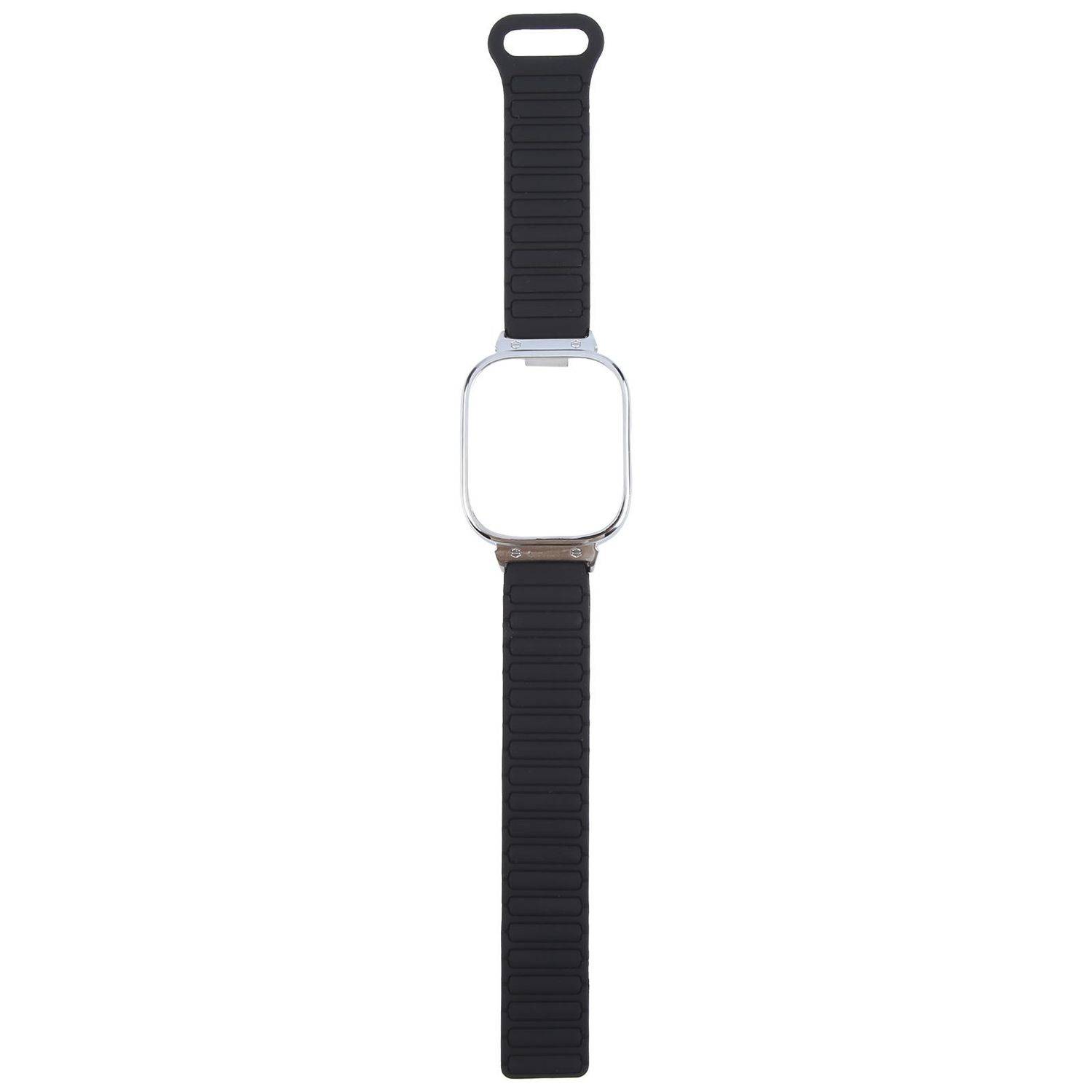 Für Xiaomi Redmi Watch 5 / Watch 4 Silikon Armband mit Metall Gehäuse Schwarz