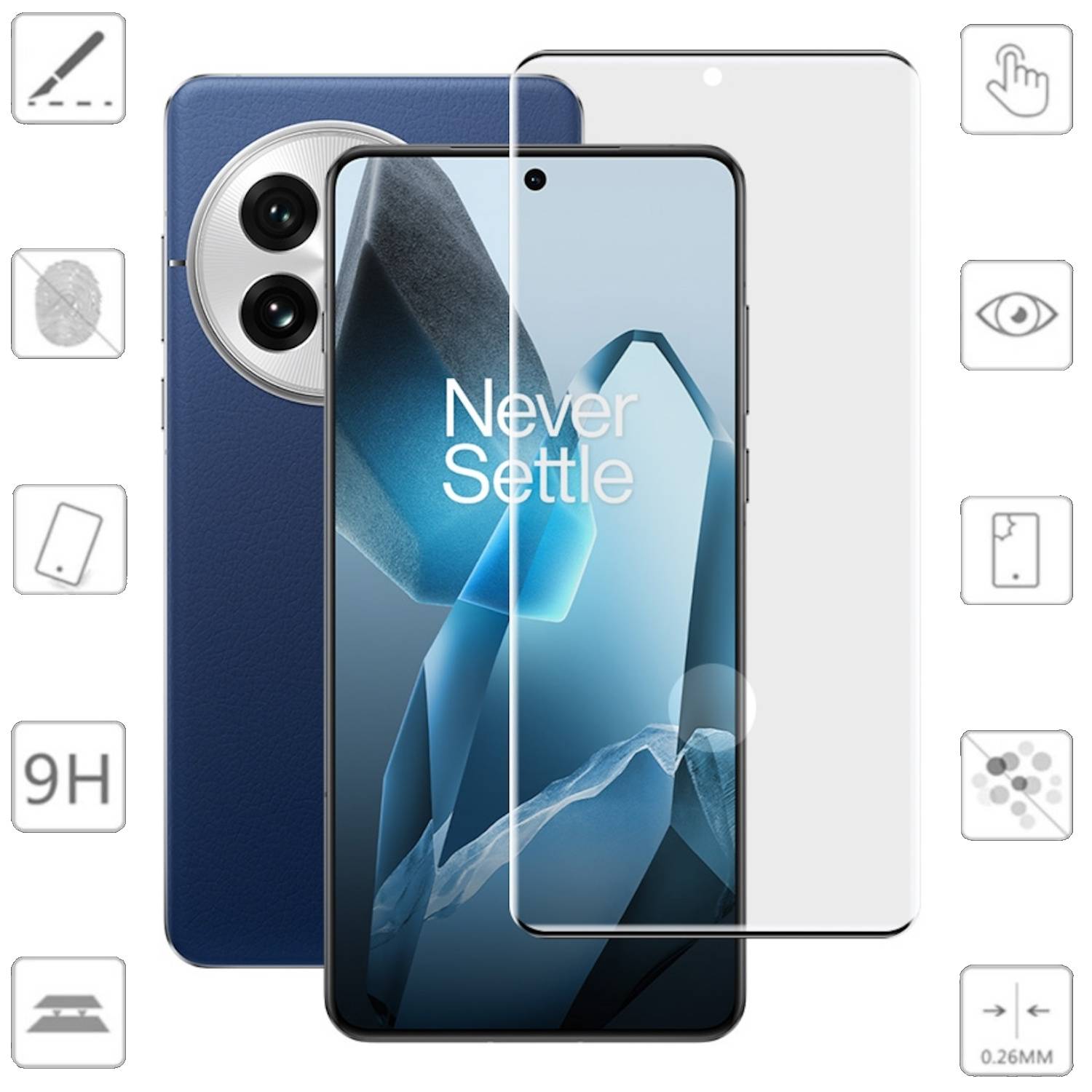 Für OnePlus 13 2x 4D Display Full LCD Curved H9 Hart Glas Folie Schutz