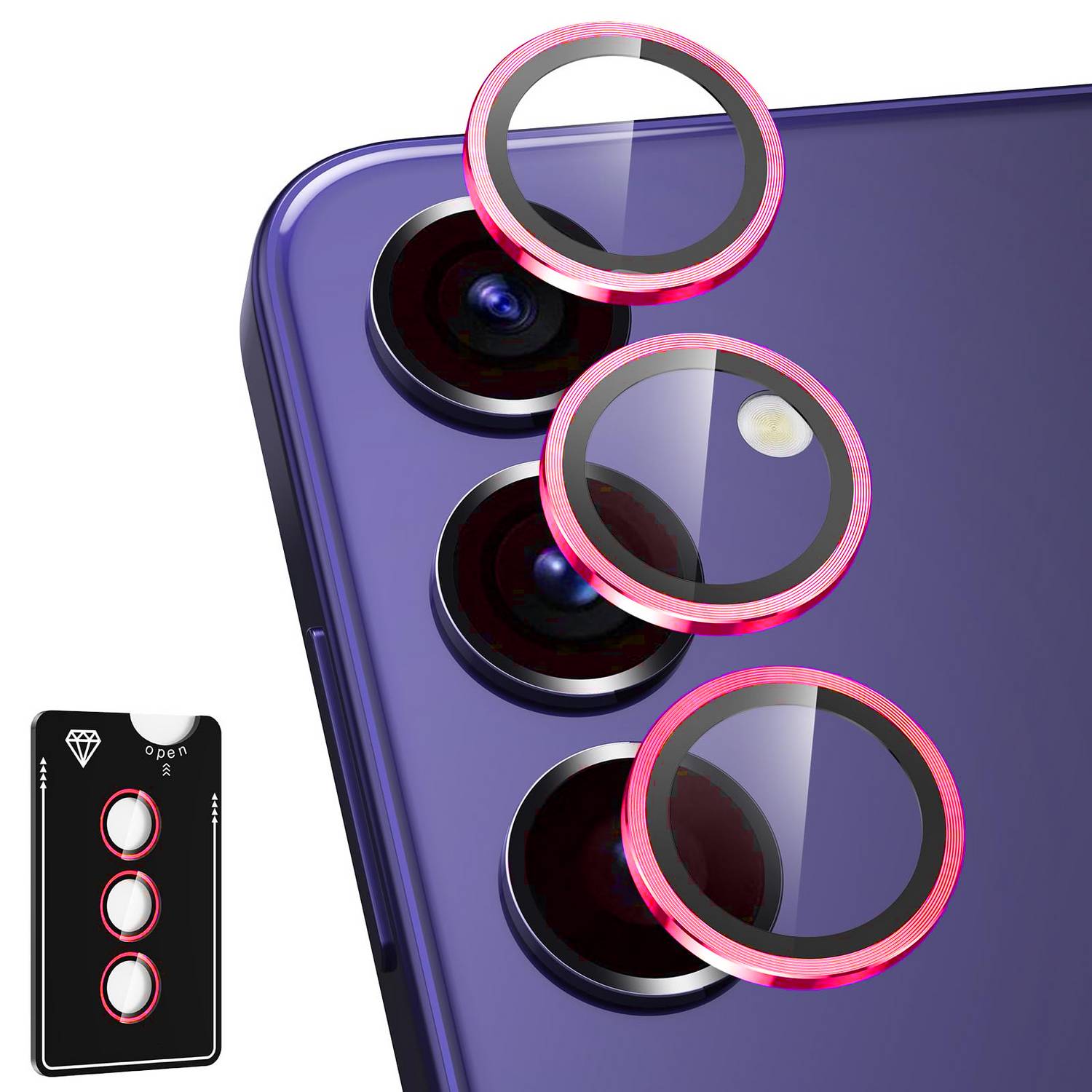 Für Samsung Galaxy S25 Plus 5G Aluminium Schutz Ring Kamera + H9 Tempered Hart Glas Rot