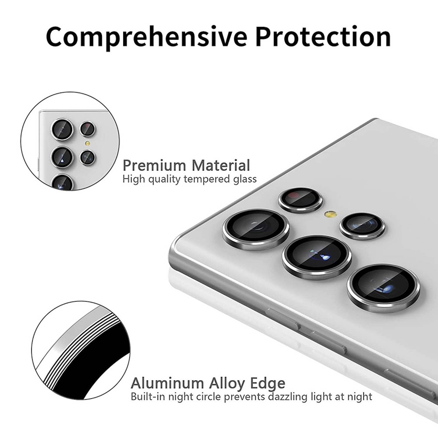 Kameraschutzglas + Ring für Linse Samsung Galaxy S25 Ultra 5G Aluminium robust