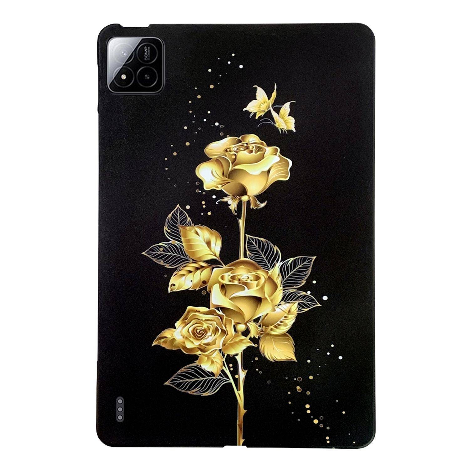 Für Xiaomi Pad 7 / Pad 7 Pro TPU Goldene Rose Motiv Design Tablet Schutz Hülle