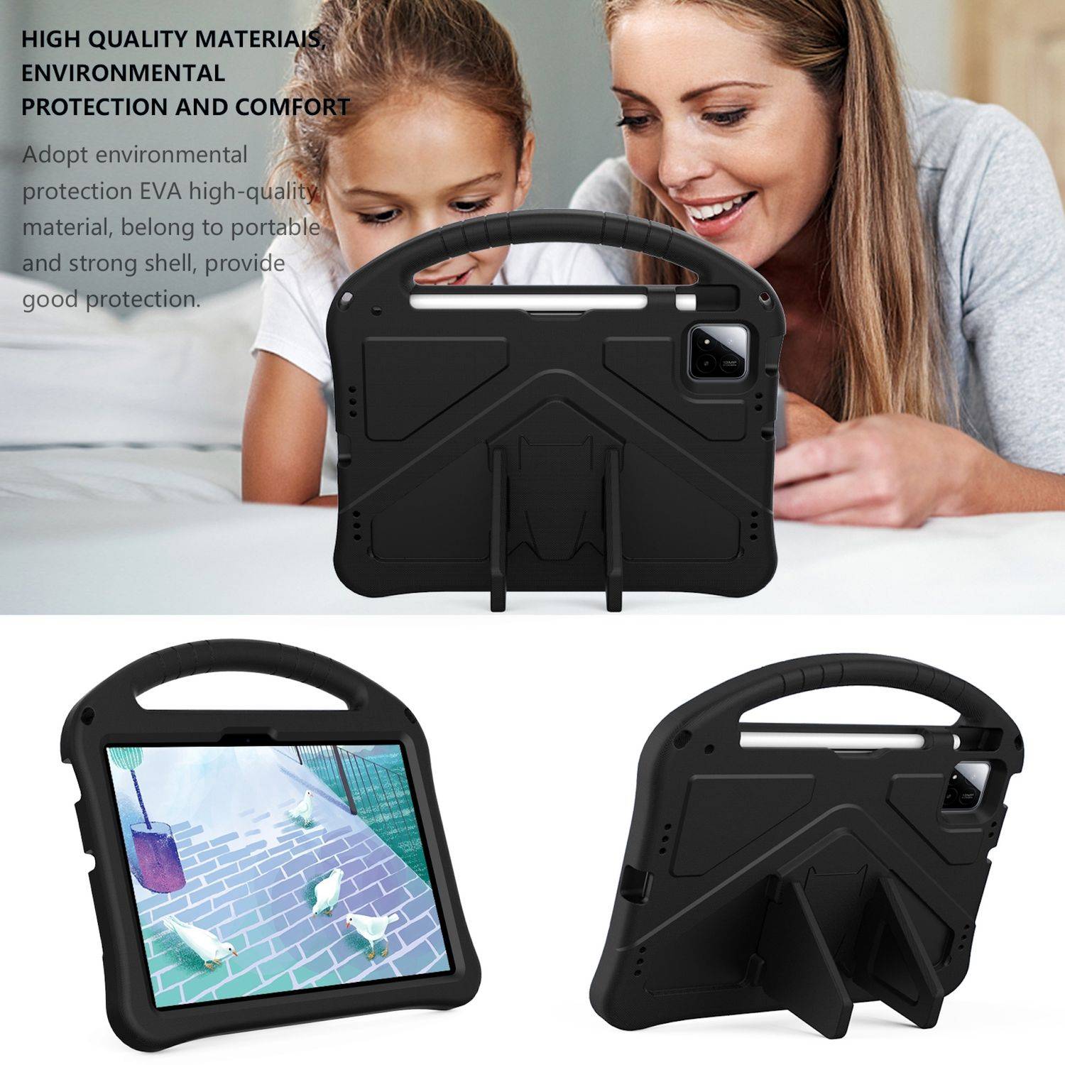 Für Xiaomi Pad 7 Pro EVA aufstellbare Shockproof Schutz Tablet Tasche Schwarz
