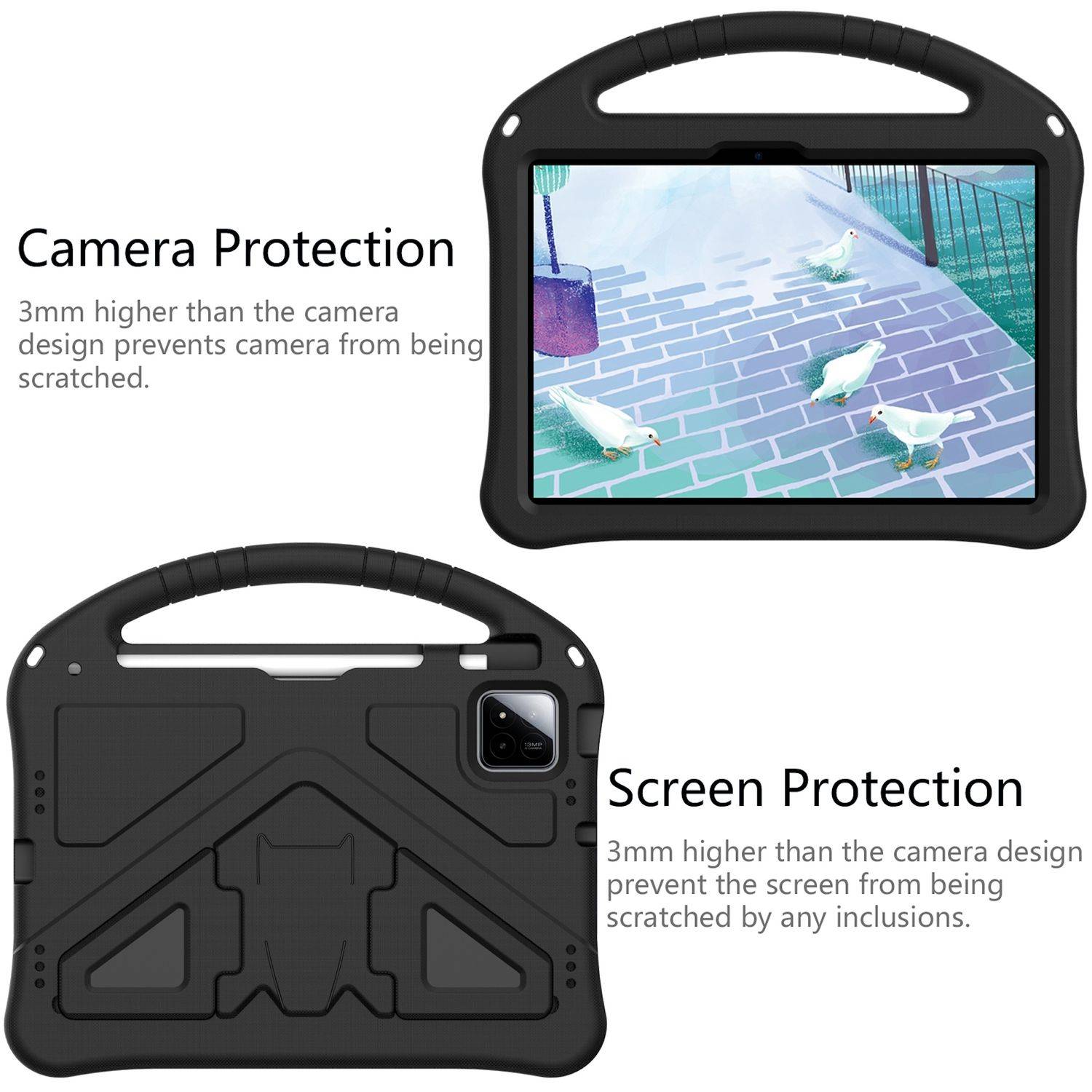 Für Xiaomi Pad 7 Pro EVA aufstellbare Shockproof Schutz Tablet Tasche Schwarz