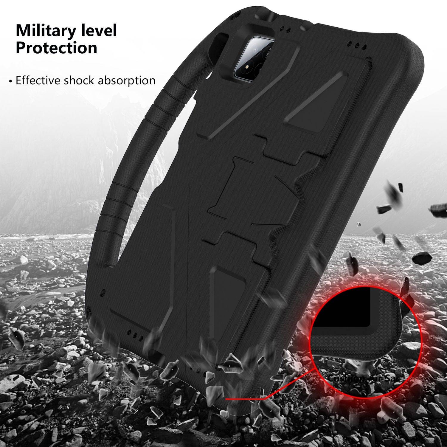 Für Xiaomi Pad 7 Pro EVA aufstellbare Shockproof Schutz Tablet Tasche Schwarz