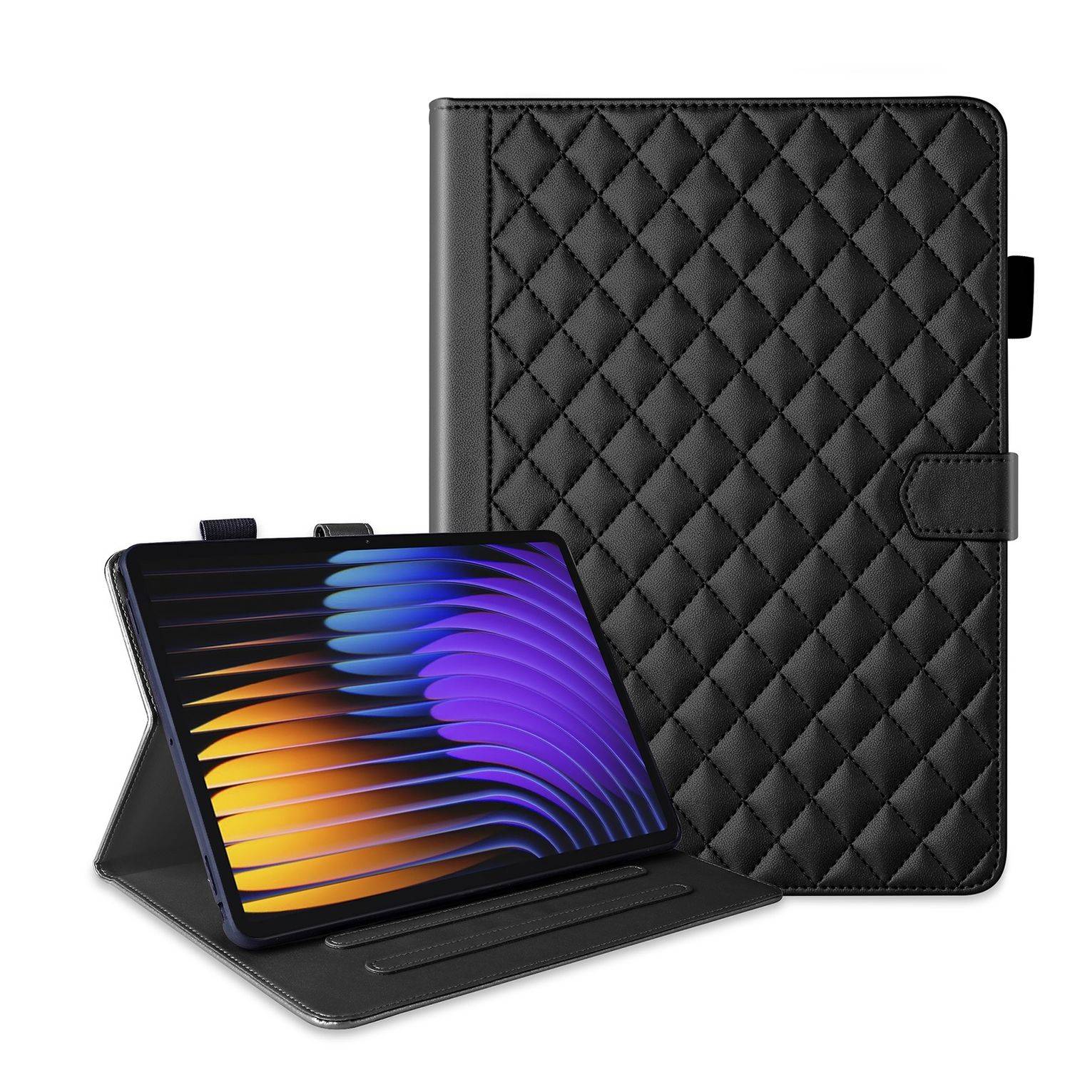 Für Xiaomi Pad 7 / 7 Pro Design Rhombus Kunstleder Hülle Standfunktion Schwarz