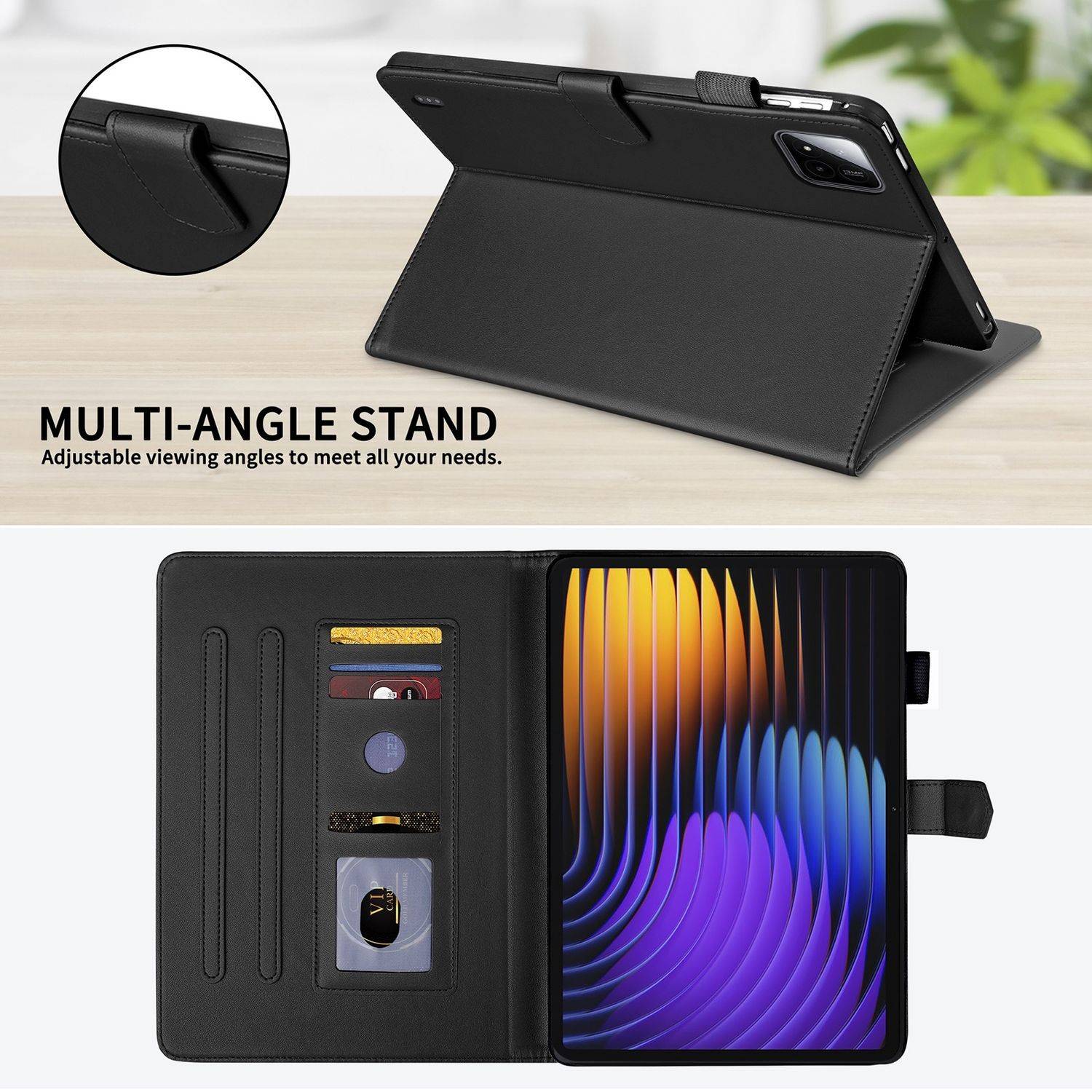 Für Xiaomi Pad 7 / 7 Pro Design Rhombus Kunstleder Hülle Standfunktion Schwarz