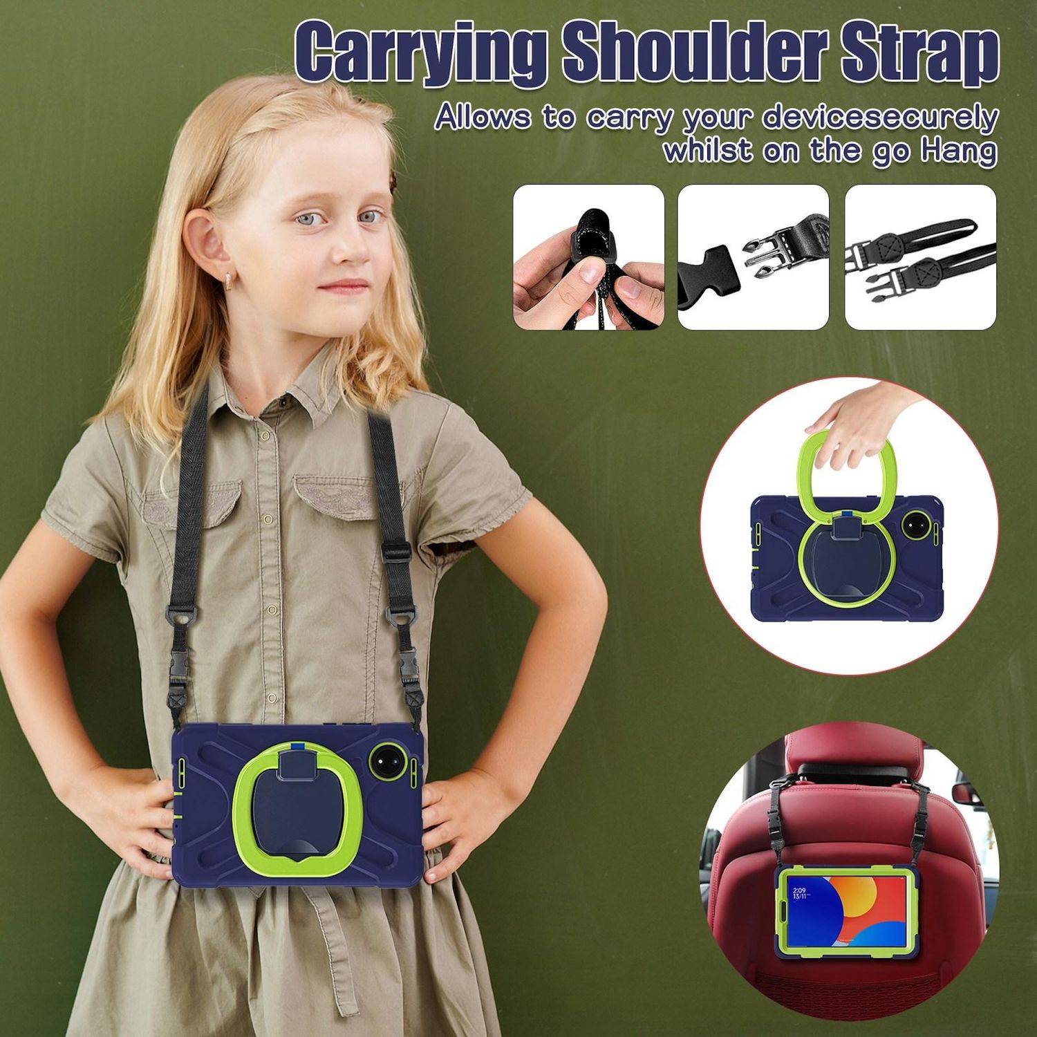 Für Xiaomi Redmi Pad SE 8.7 360 Grad Hybrid Tasche Halterung und Schultergurt