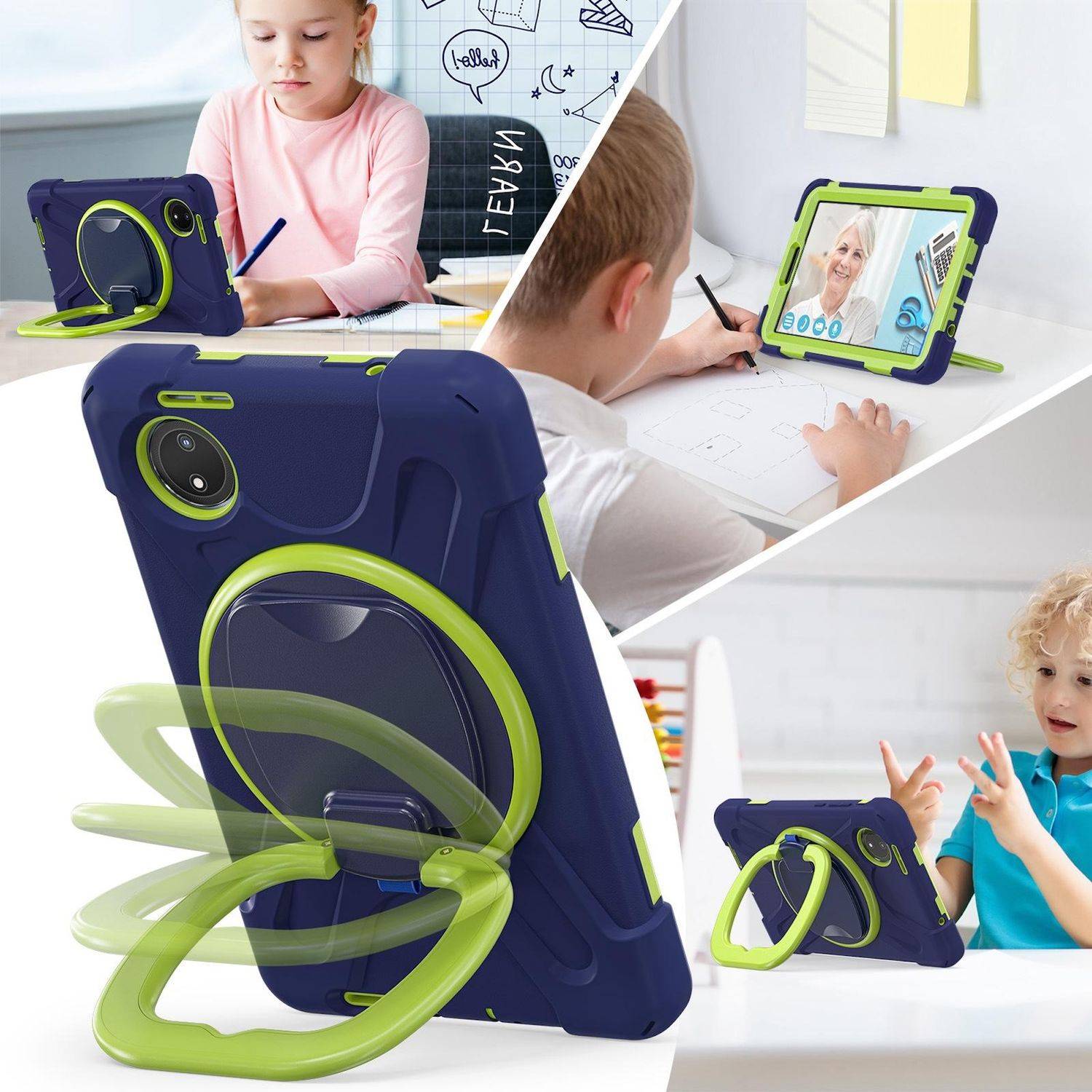 Für Xiaomi Redmi Pad SE 8.7 360 Grad Hybrid Tasche Halterung und Schultergurt