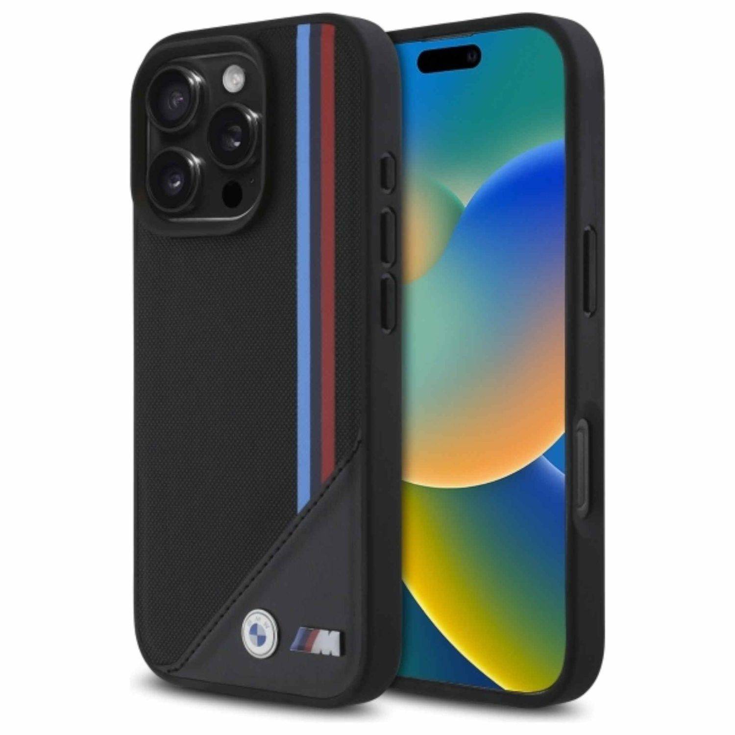 BMW Apple iPhone 16 Pro Max Hardcase Meshed Tricolor Stripes MagSafe