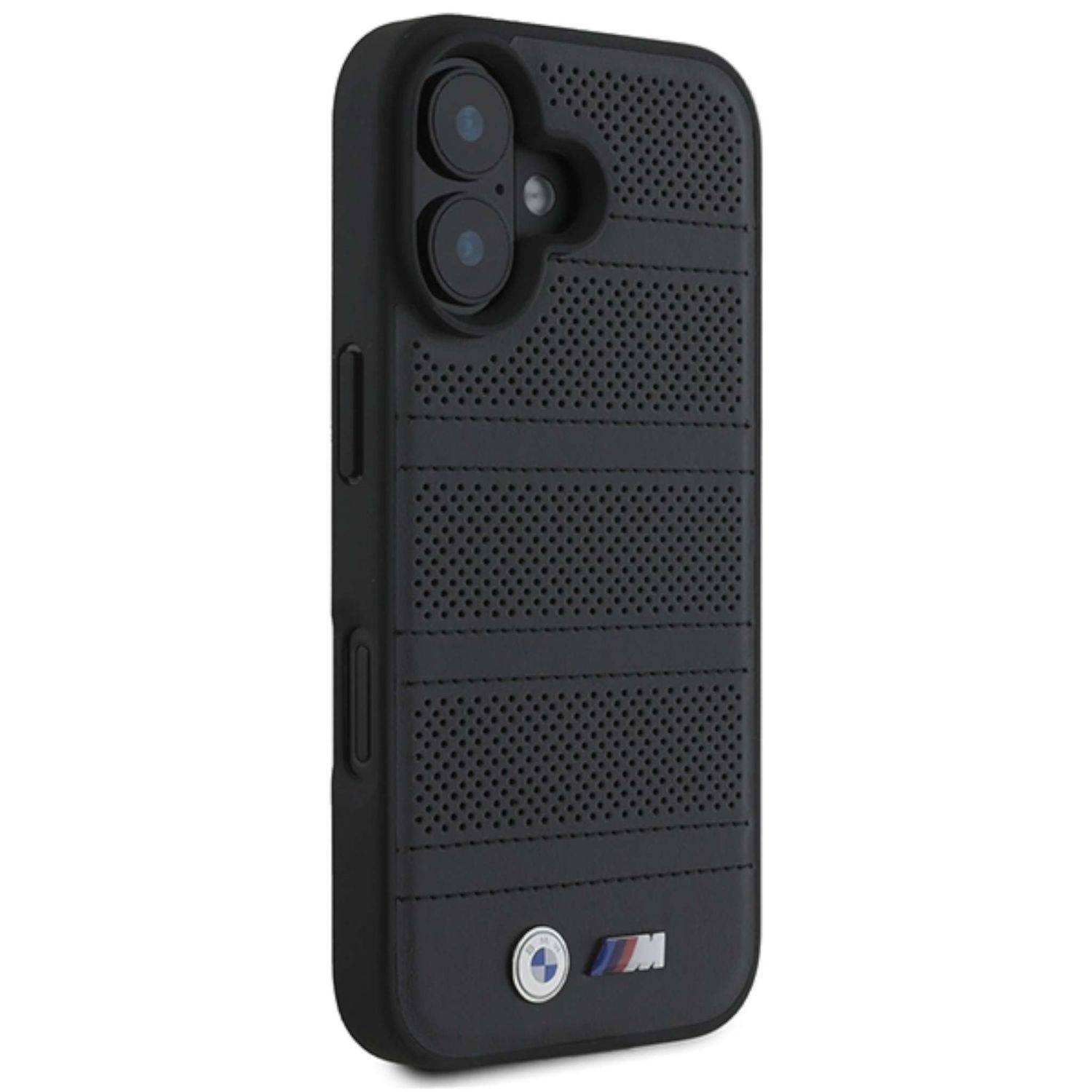 BMW Apple iPhone 16 Hardcase Perforated Stitched Line MagSafe Schwarz