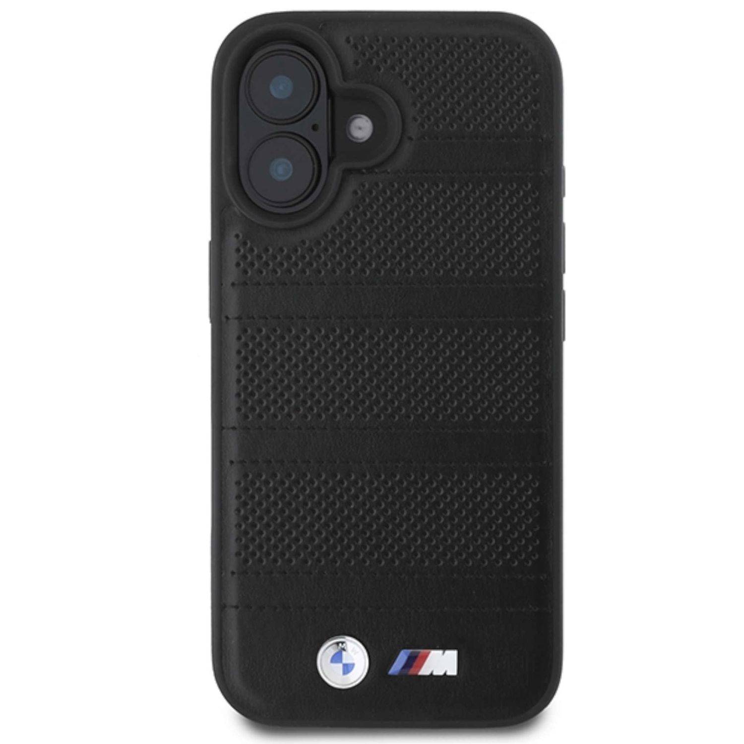 BMW Apple iPhone 16 Hardcase Perforated Stitched Line MagSafe Schwarz