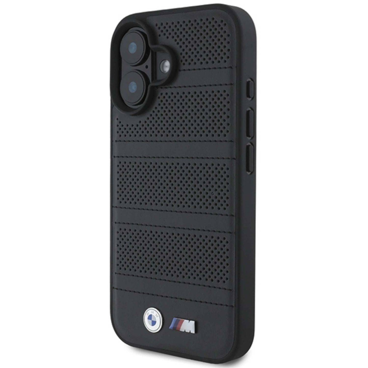 BMW Apple iPhone 16 Hardcase Perforated Stitched Line MagSafe Schwarz