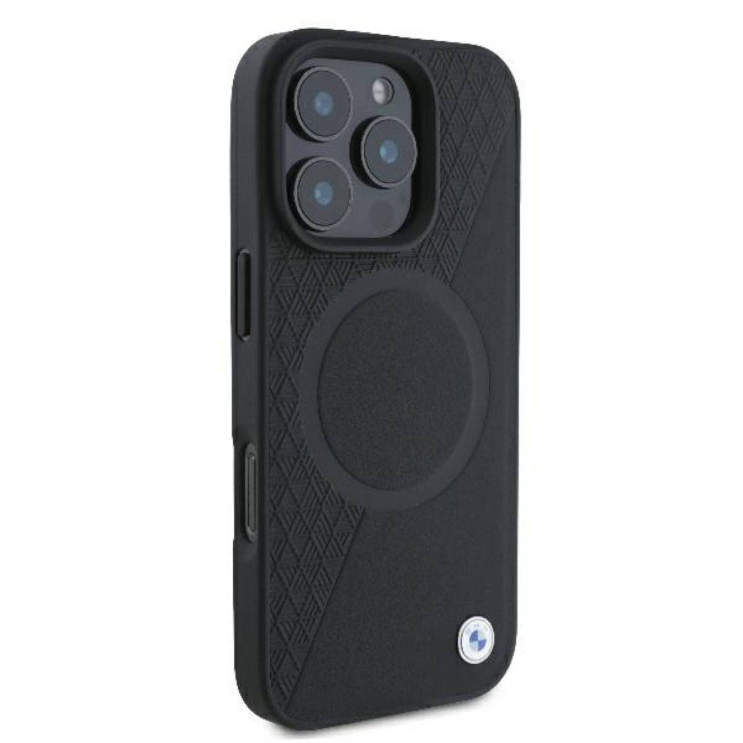 BMW Apple iPhone 16 Pro Sign Leather Half Textured And Circle MagSafe