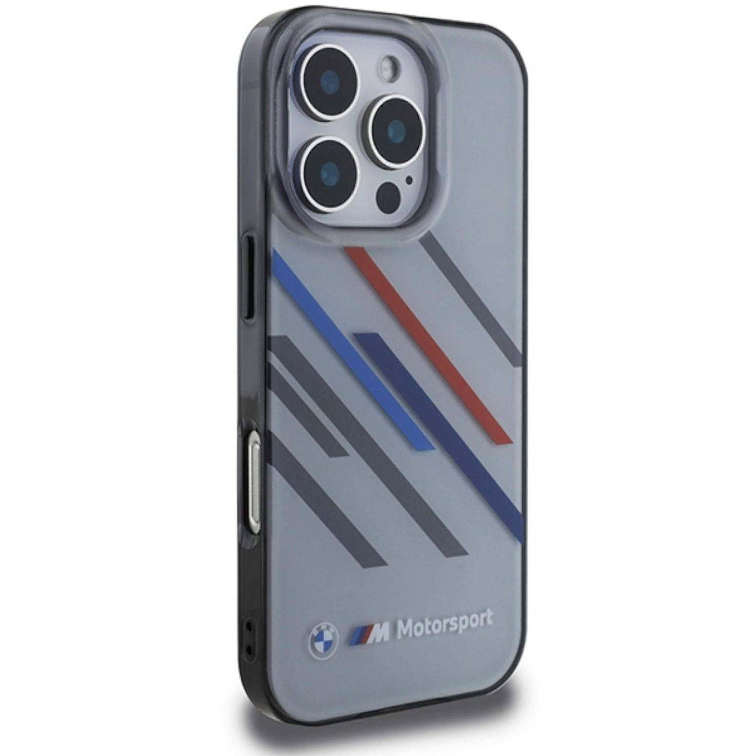 BMW Apple iPhone 16 Pro Max Hardcase Motorsport Random Stripes Grau
