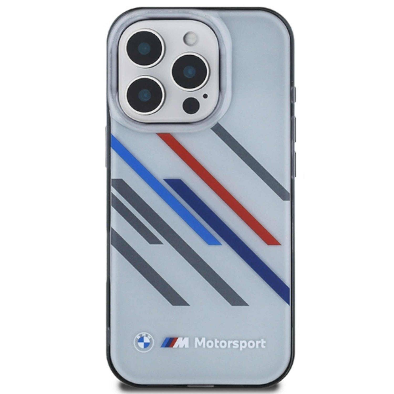 BMW Apple iPhone 16 Pro Max Hardcase Motorsport Random Stripes Grau