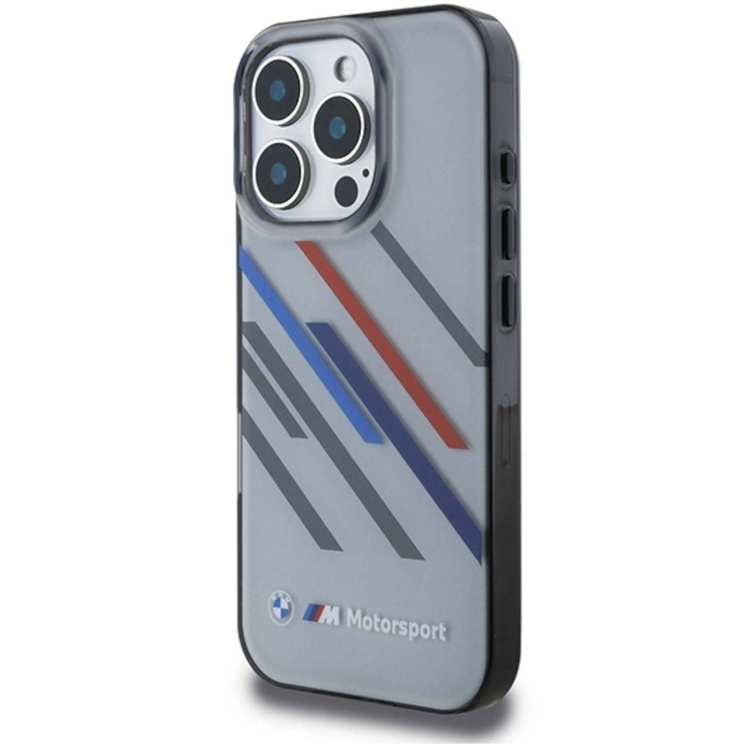BMW Apple iPhone 16 Pro Max Hardcase Motorsport Random Stripes Grau