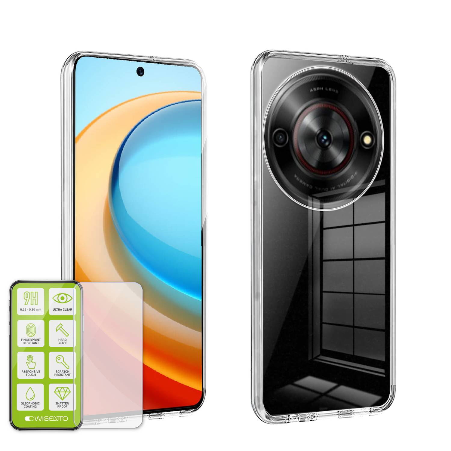 Für ZTE Blade A75 5G Silikon TPU Schutz Hülle Dünn Transparent + H9 Hart Glas