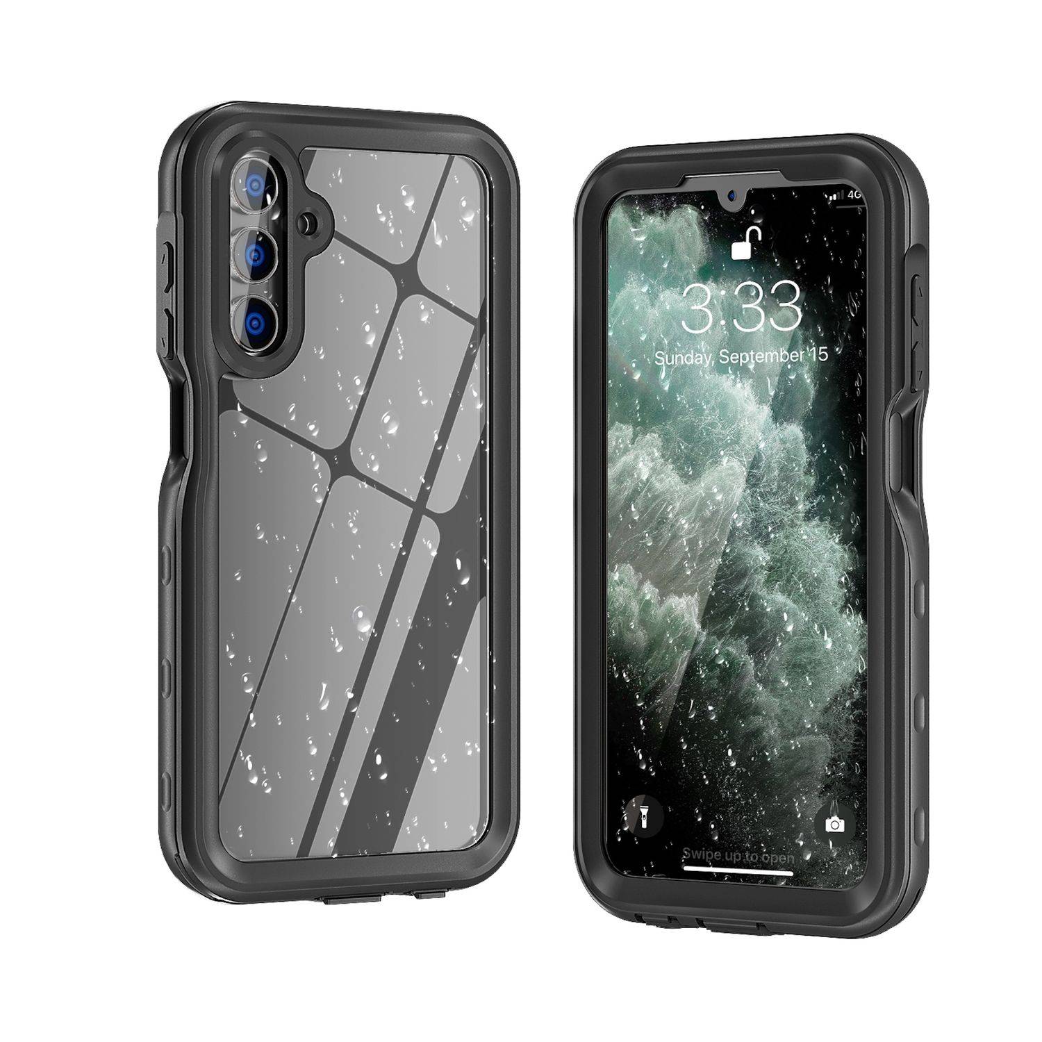 Für Samsung Galaxy A16 360 Grad Full Body Wasserdichte Schutz Handy Tasche Schwarz