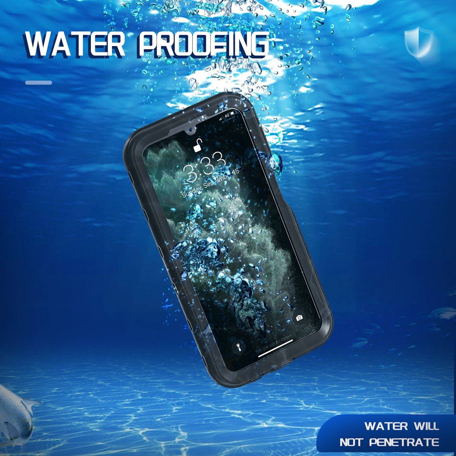Für Samsung Galaxy A16 360 Grad Full Body Wasserdichte Schutz Handy Tasche Schwarz