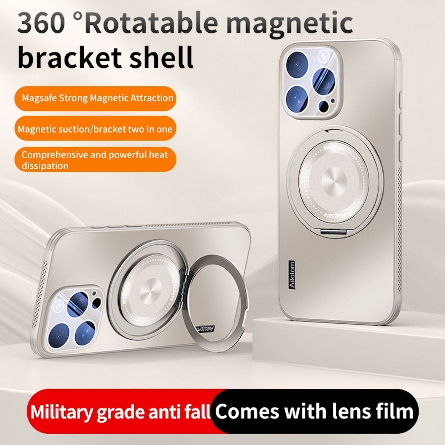 Für Apple iPhone 16 Pro MagSafe Hülle mit Kühlfunktion und Linsenschutz Titan