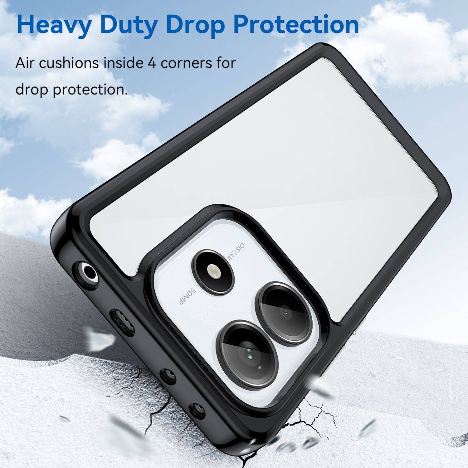 Für Xiaomi Redmi Note 14 5G Colorful Series TPU Acryl Hybrid Handy Hülle Schwarz