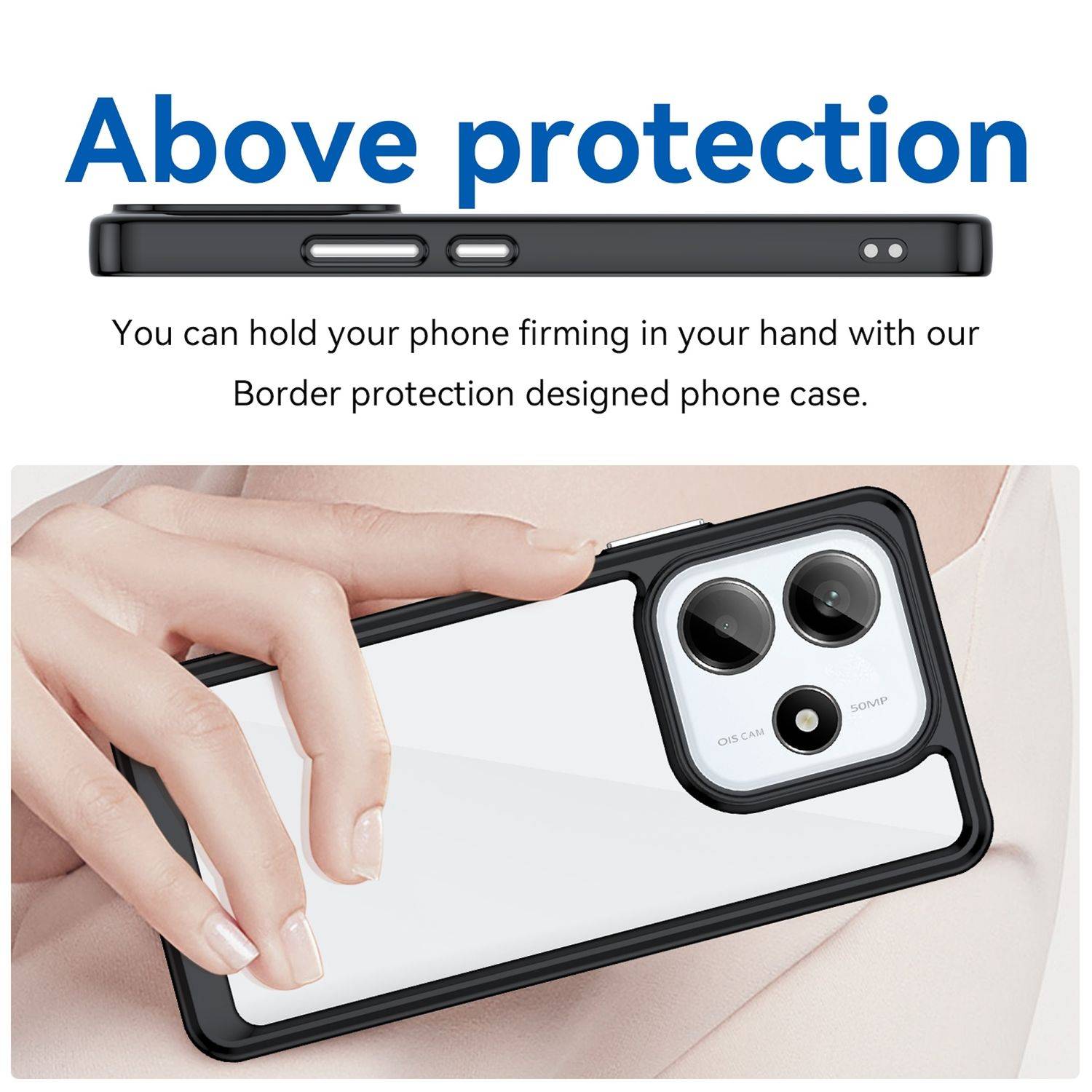 Für Xiaomi Redmi Note 14 5G Colorful Series TPU Acryl Hybrid Handy Hülle Schwarz