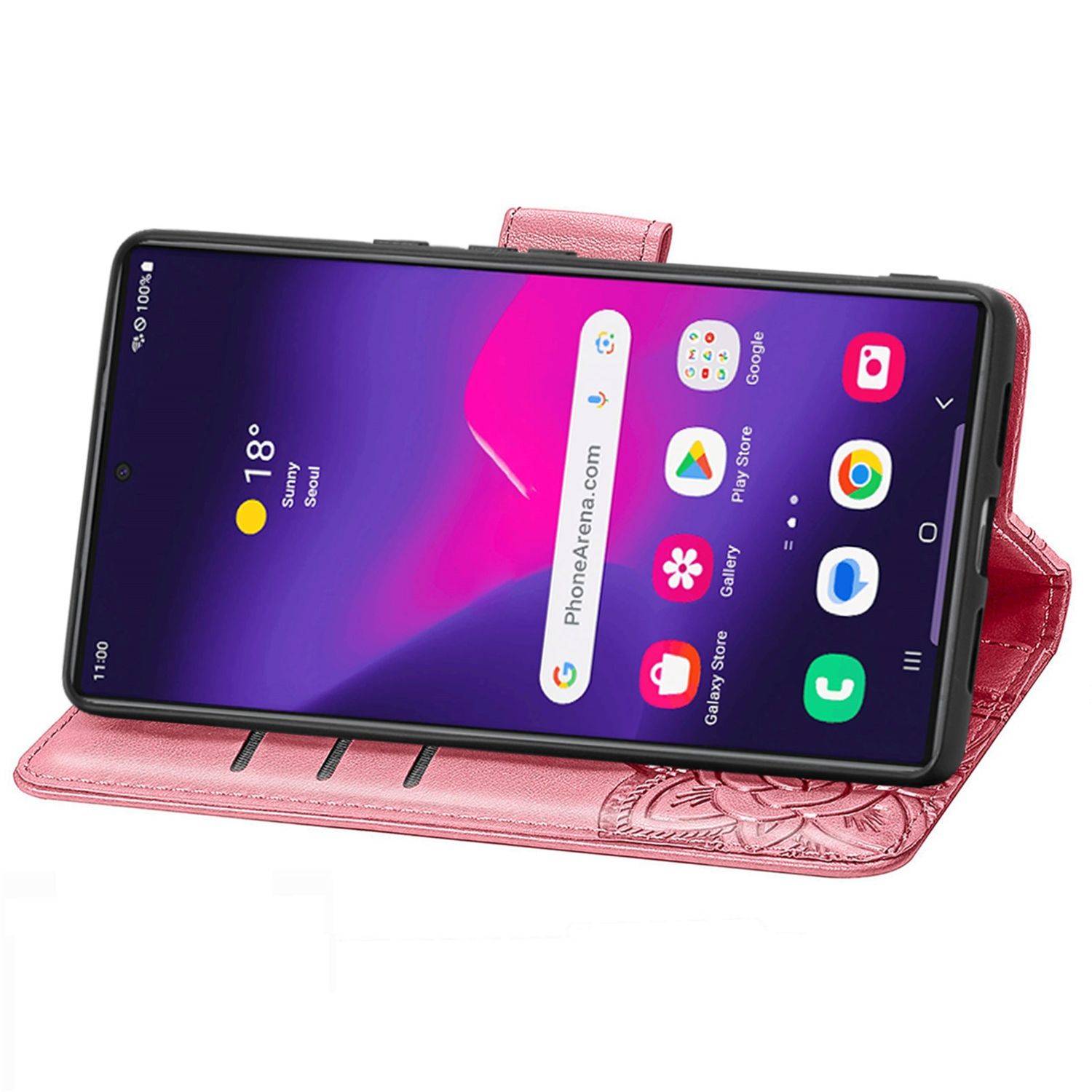 Für Samsung Galaxy S25 Ultra 5G Kunstleder Wallet Handy Tasche Schmetterling Design Hülle Etuis Pink