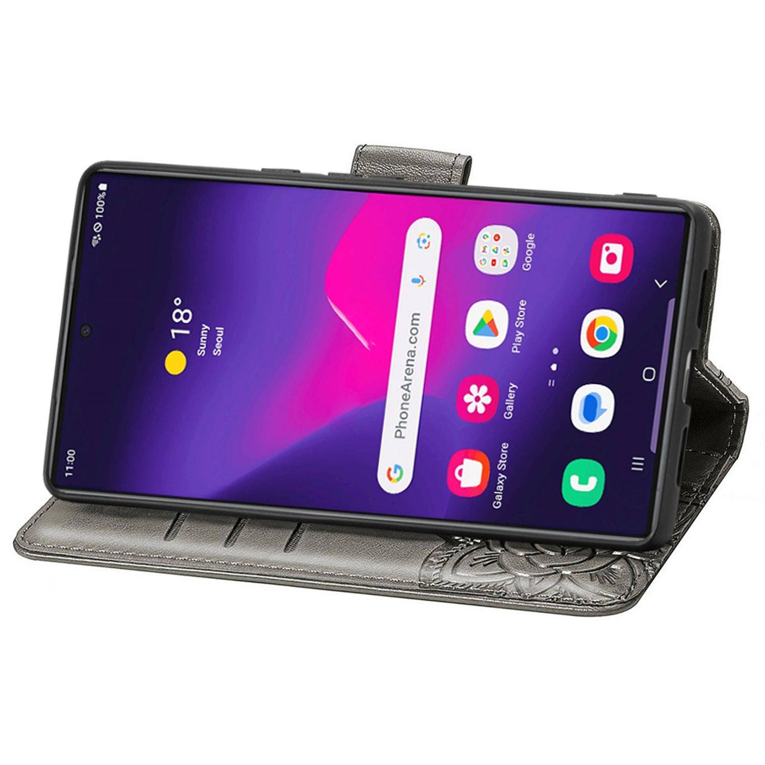 Für Samsung Galaxy S25 Ultra 5G Kunstleder Wallet Handy Tasche Schmetterling Design Hülle Etuis Grau