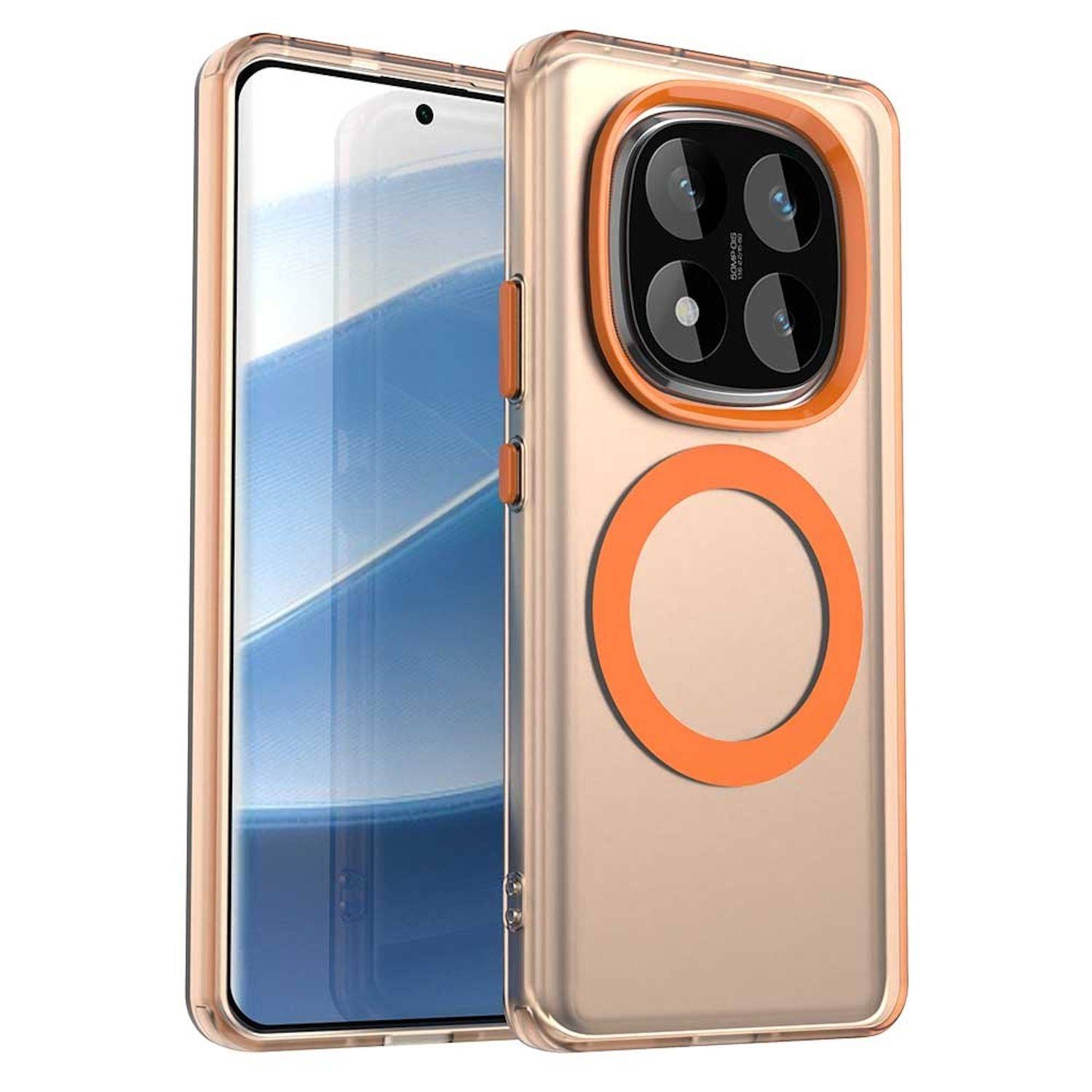 Für Xiaomi Redmi Note 14 Pro 5G Candy Design Magsafe PC Hybrid TPU Schutz Hülle Cover Orange