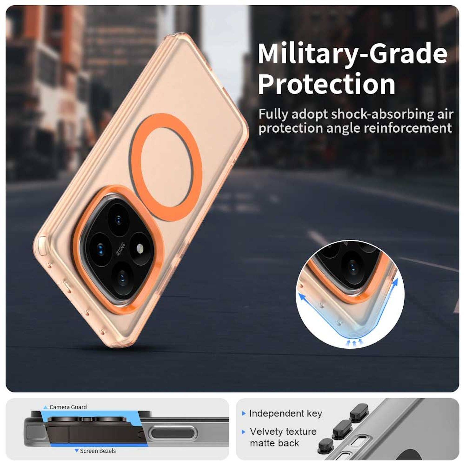 Für Xiaomi Redmi Note 14 Pro 5G Candy Design Magsafe PC Hybrid TPU Schutz Hülle Cover Orange
