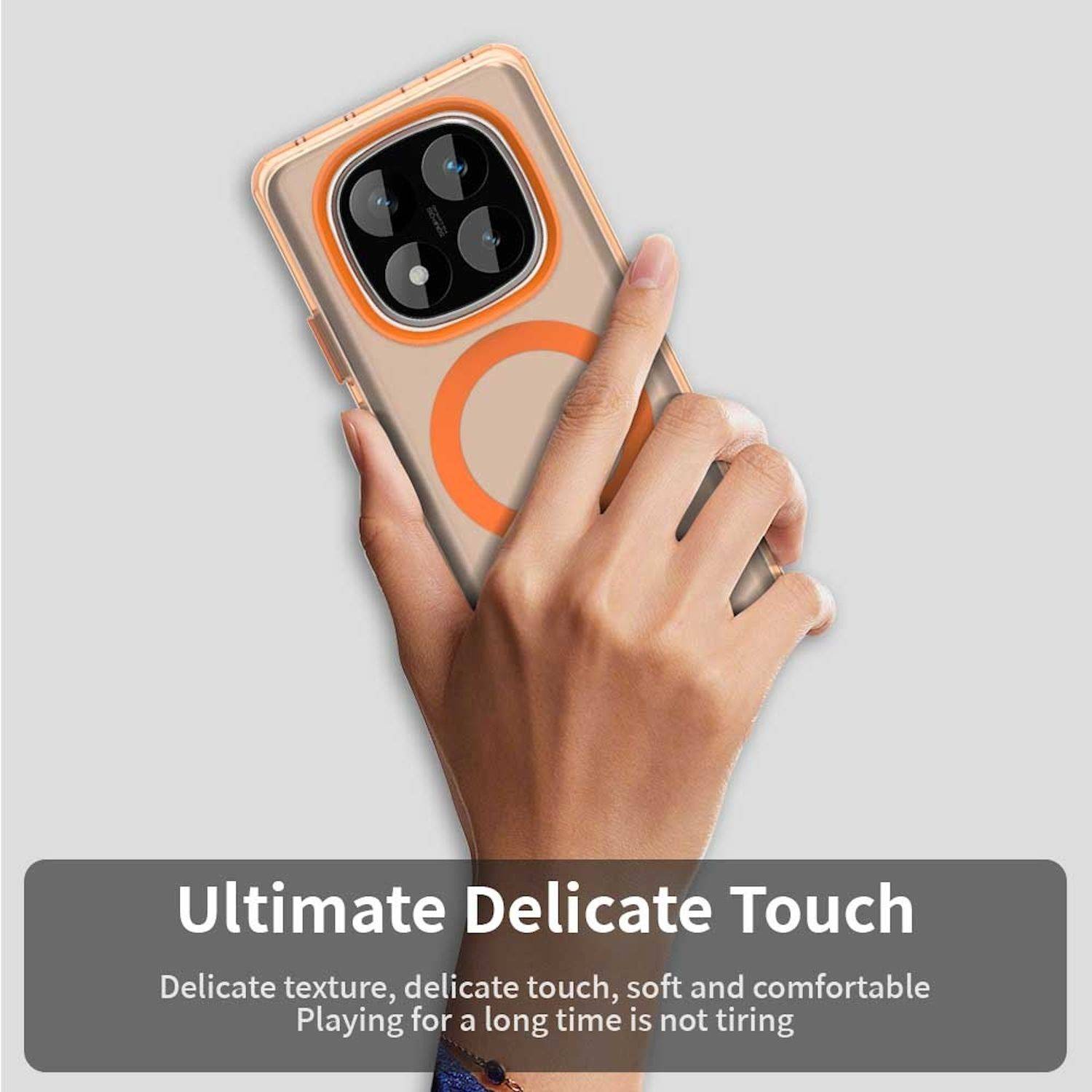 Für Xiaomi Redmi Note 14 Pro 5G Candy Design Magsafe PC Hybrid TPU Schutz Hülle Cover Orange