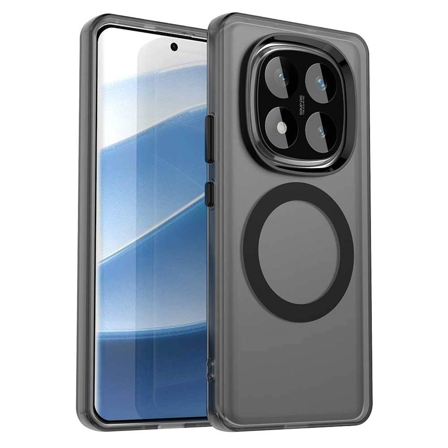 Für Xiaomi Redmi Note 14 Pro 5G Candy Design Magsafe PC Hybrid TPU Schutz Hülle Cover Schwarz