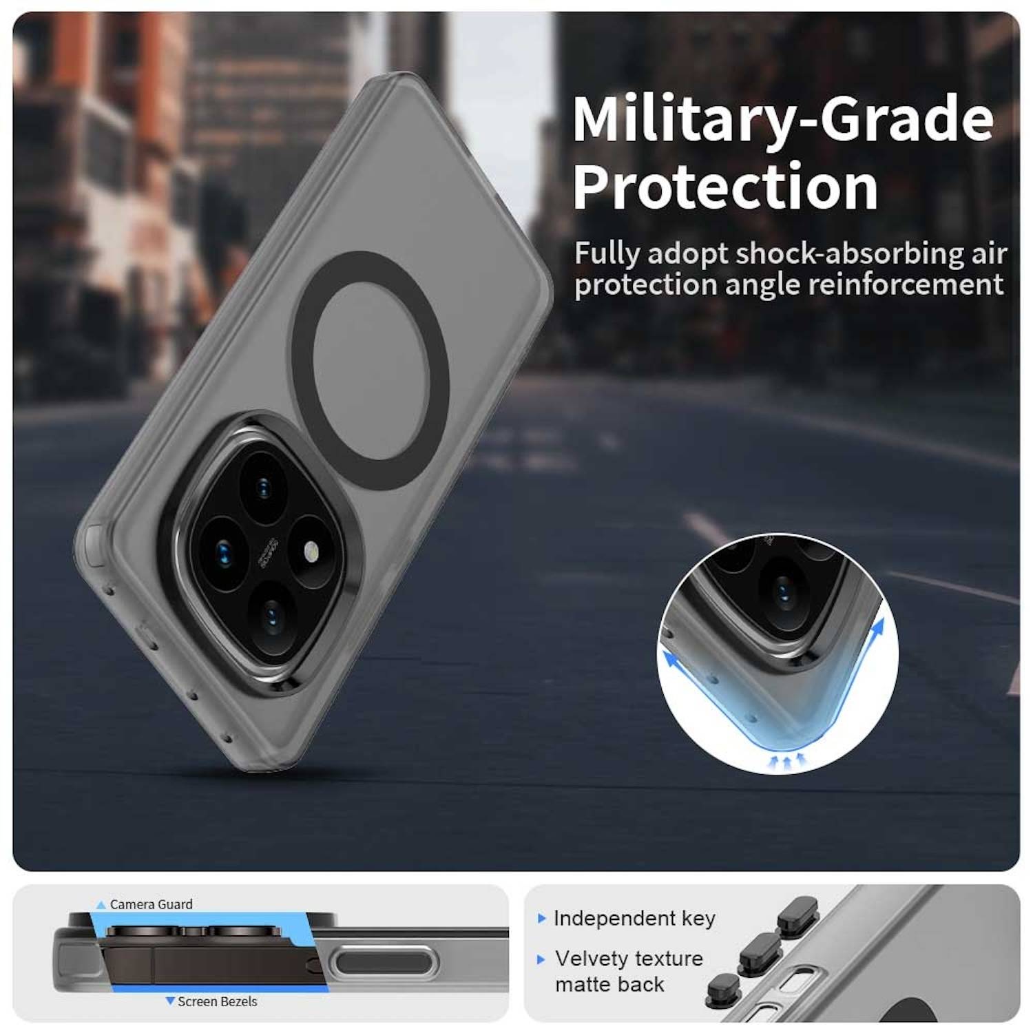 Für Xiaomi Redmi Note 14 Pro 5G Candy Design Magsafe PC Hybrid TPU Schutz Hülle Cover Schwarz