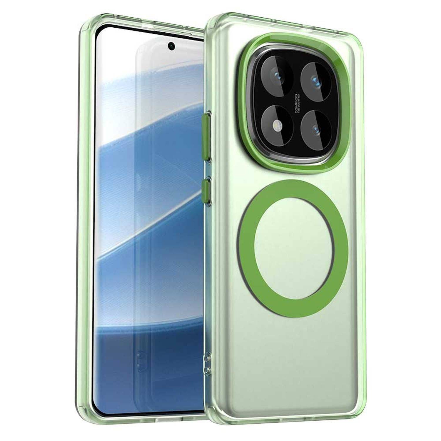 Für Xiaomi Redmi Note 14 Pro 5G Candy Design Magsafe PC Hybrid TPU Schutz Hülle Cover Grün