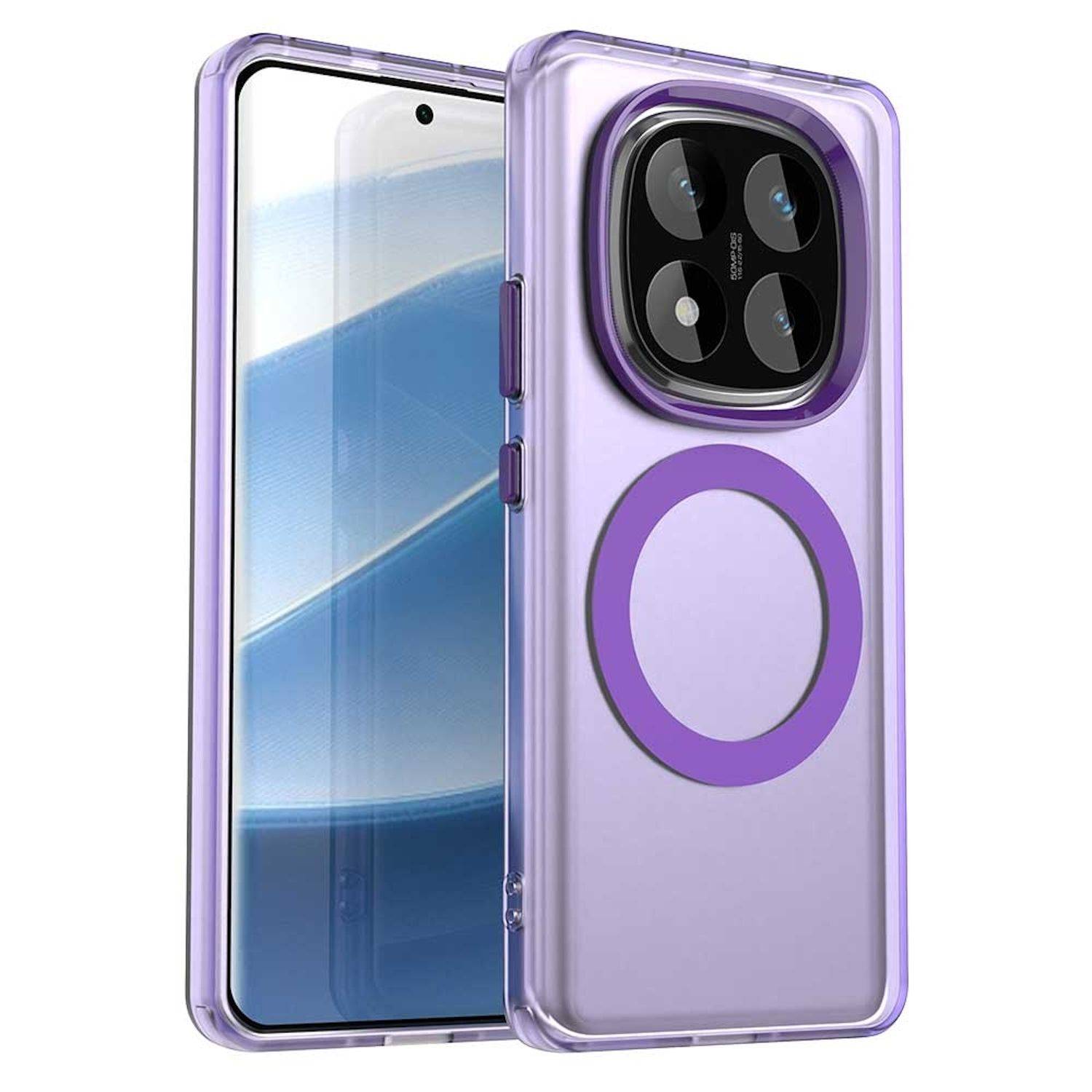 Für Xiaomi Redmi Note 14 Pro 5G Candy Design Magsafe PC Hybrid TPU Schutz Hülle Cover Lila
