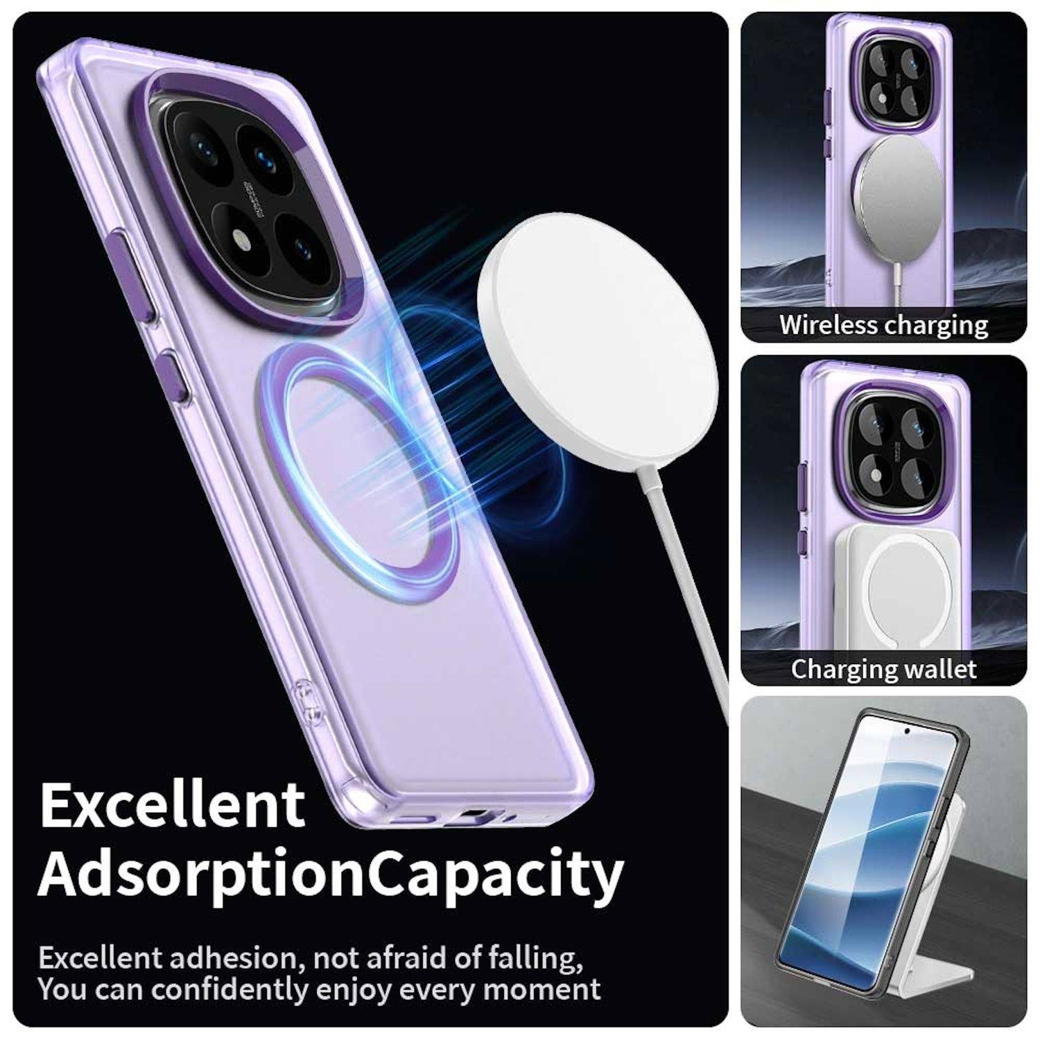 Für Xiaomi Redmi Note 14 Pro 5G Candy Design Magsafe PC Hybrid TPU Schutz Hülle Cover Lila