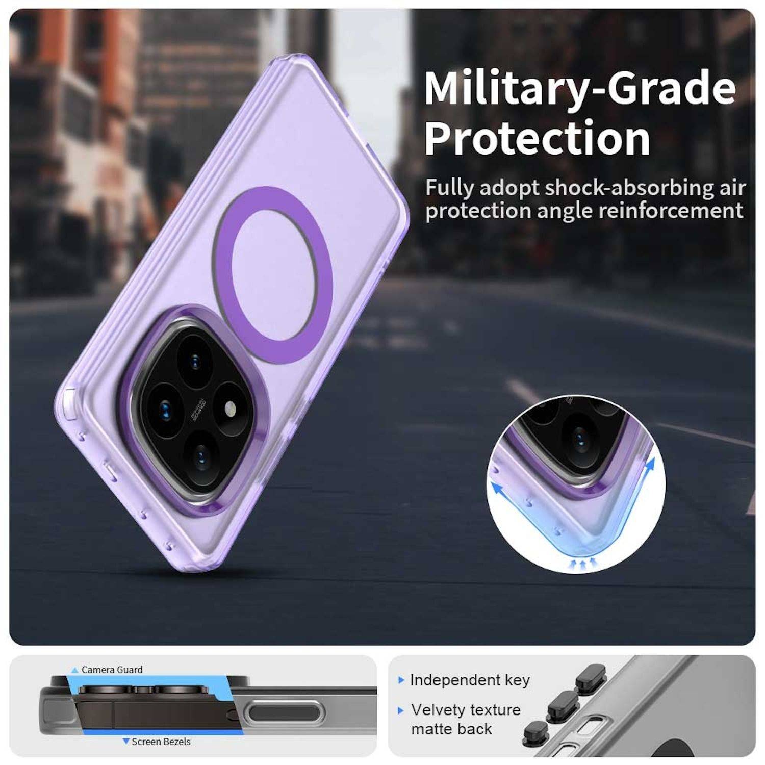 Für Xiaomi Redmi Note 14 Pro 5G Candy Design Magsafe PC Hybrid TPU Schutz Hülle Cover Lila
