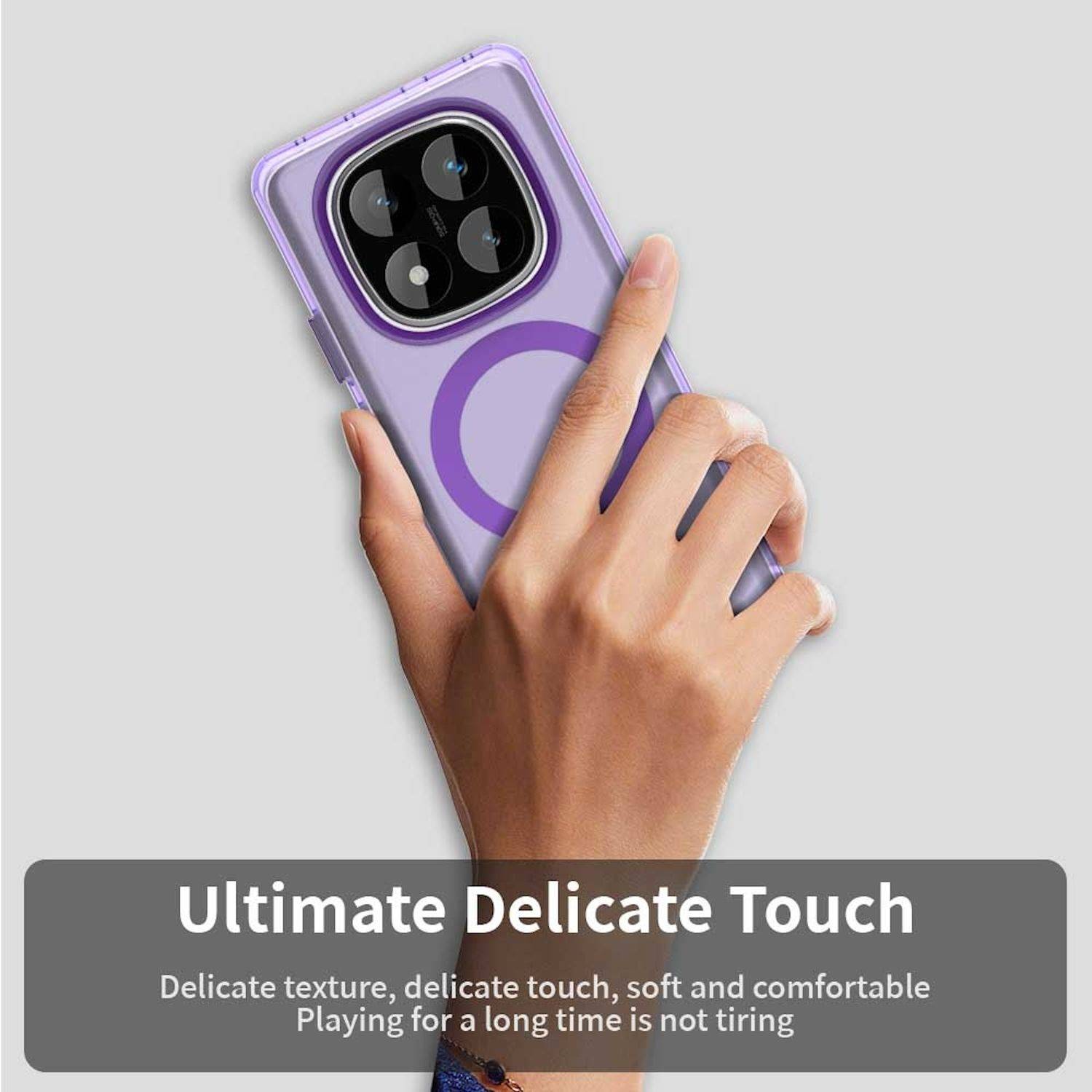 Für Xiaomi Redmi Note 14 Pro 5G Candy Design Magsafe PC Hybrid TPU Schutz Hülle Cover Lila