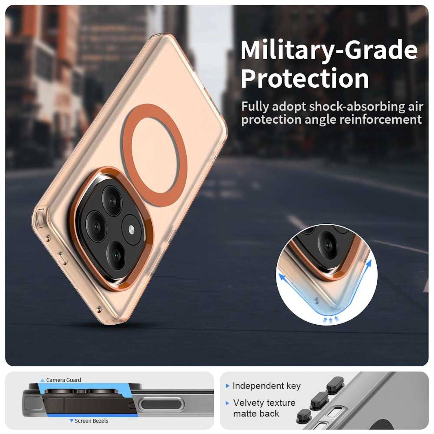 Für Xiaomi Redmi Note 14 Pro Plus 5G Candy Design Magsafe PC Hybrid TPU Schutz Hülle Cover Orange