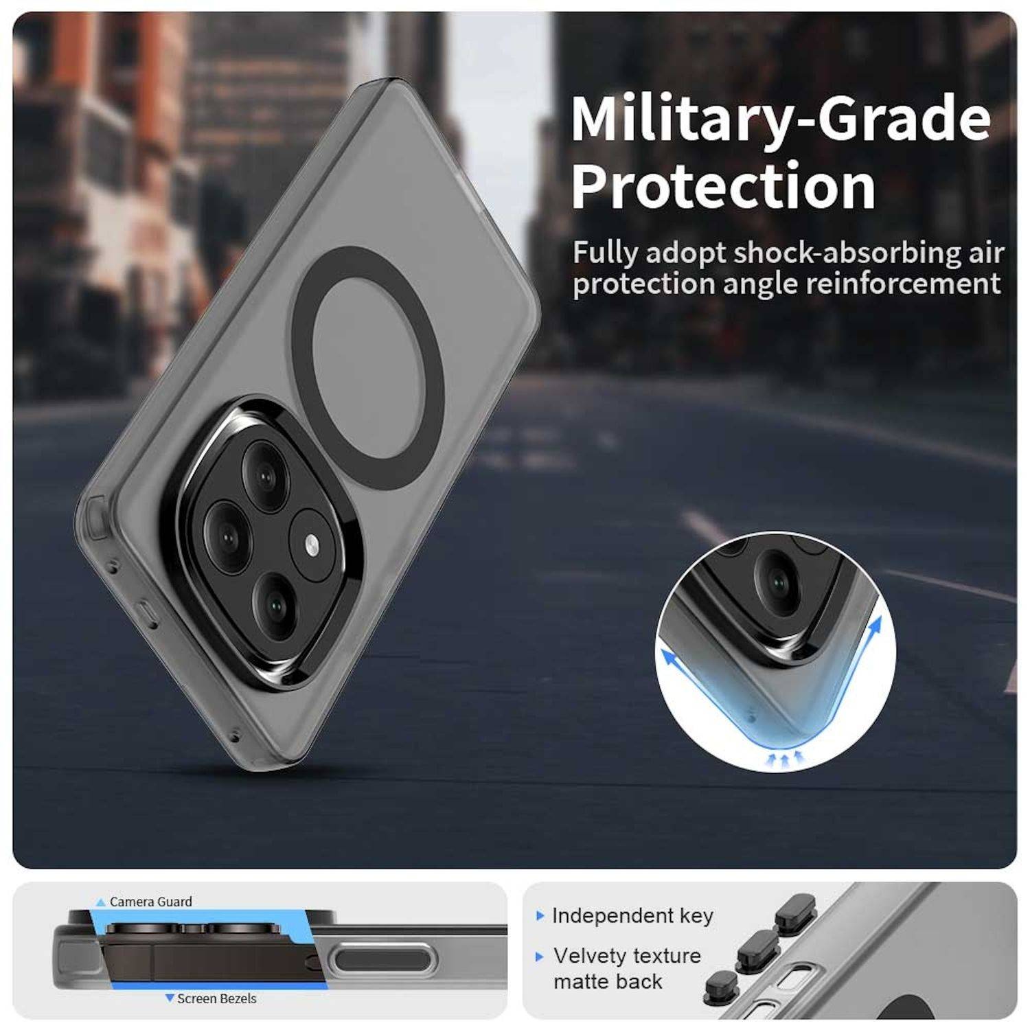 Für Xiaomi Redmi Note 14 Pro Plus 5G Candy Design Magsafe PC Hybrid TPU Schutz Hülle Cover Schwarz