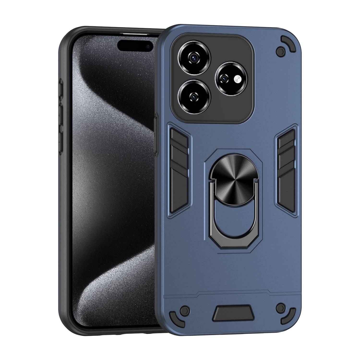 Für ZTE Blade V60 Vita / Axon 60 Lite Armor Magnet Ring TPU Cover Hülle Blau