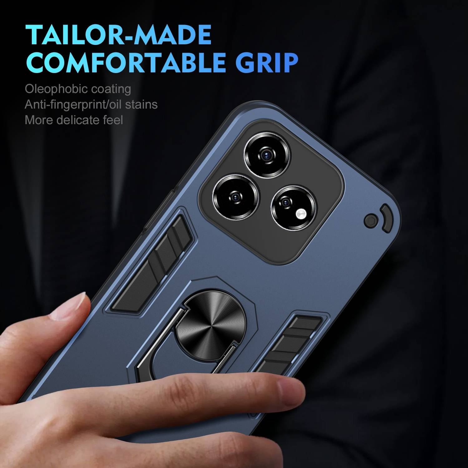 Für ZTE Blade V60 Vita / Axon 60 Lite Armor Magnet Ring TPU Cover Hülle Blau