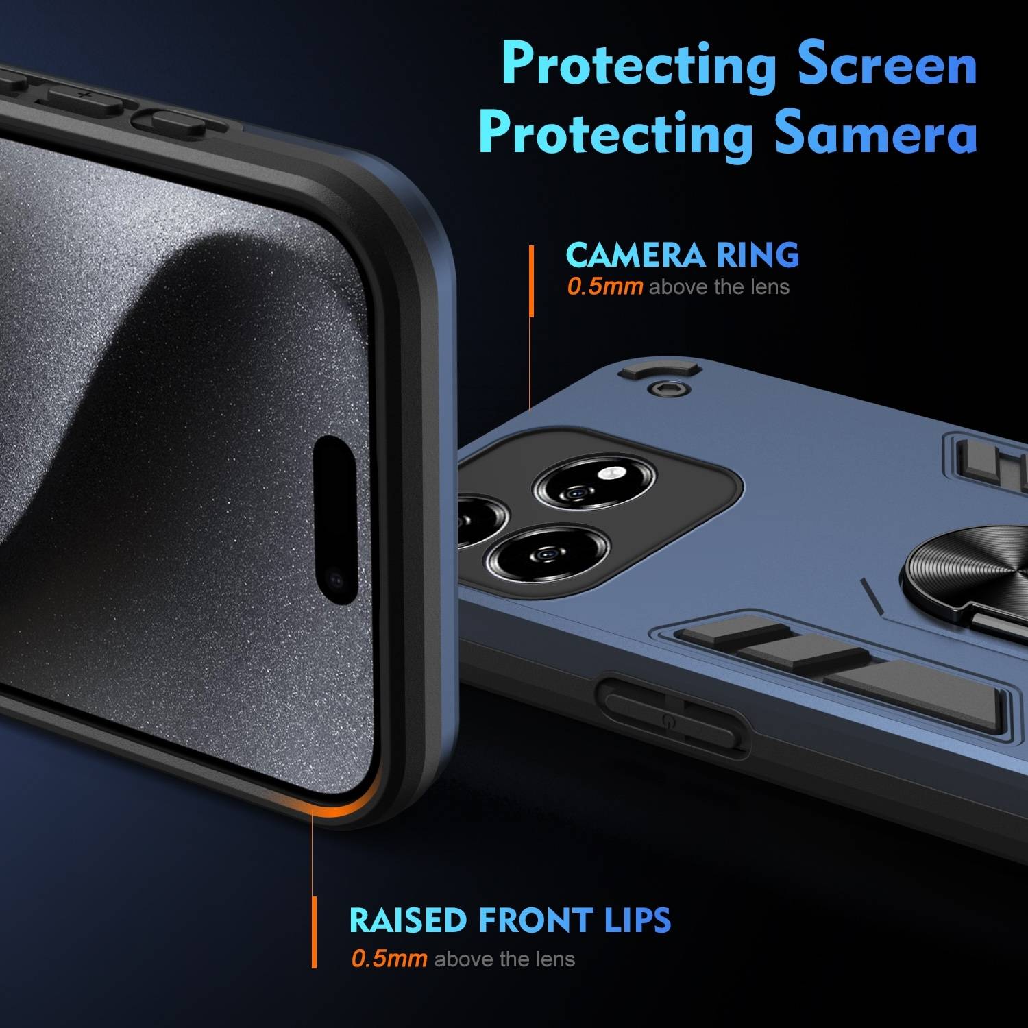 Für ZTE Blade V60 Vita / Axon 60 Lite Armor Magnet Ring TPU Cover Hülle Blau